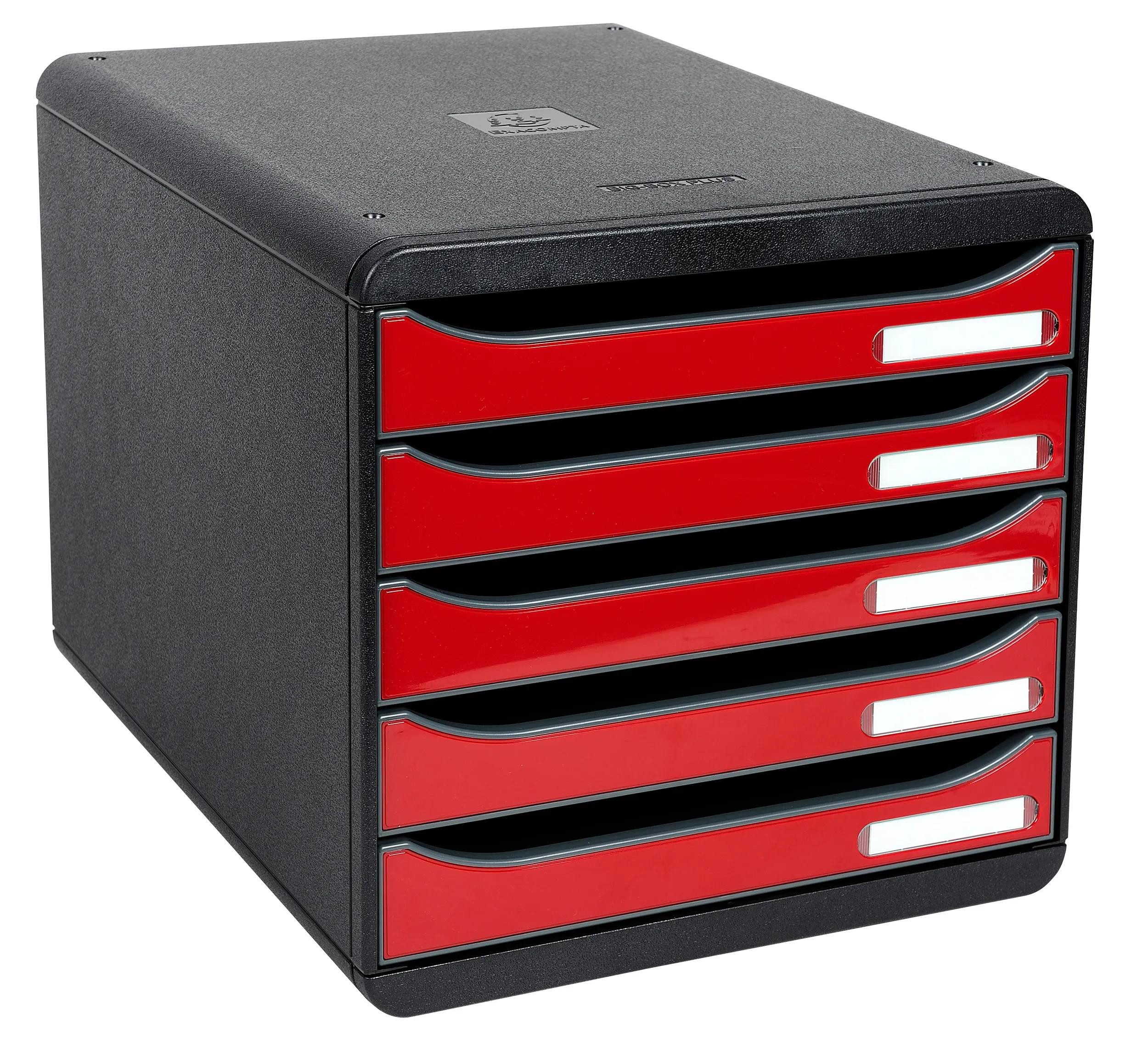 EXACOMPTA Schubladenbox Schubladenbox Big Box Plus 5 offene Schubladen rot glossy 3097218D, Boxen stappelbar