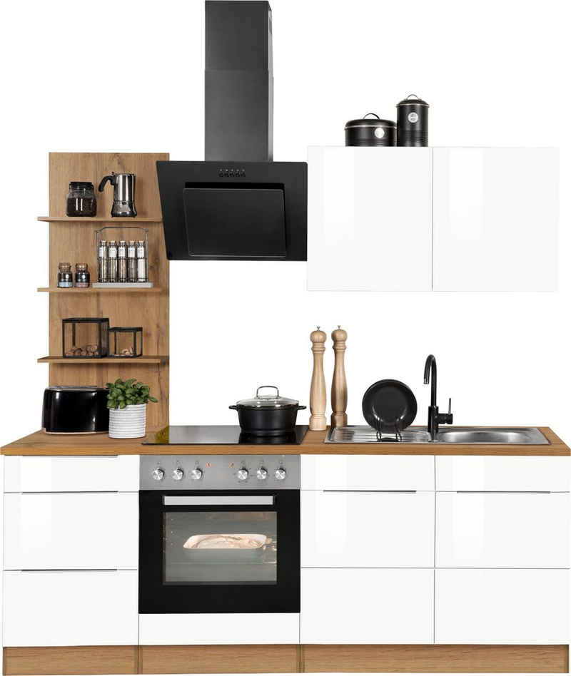 HELD MÖBEL Küchenzeile Brindisi, mit E-Geräten, Breite 210 cm
