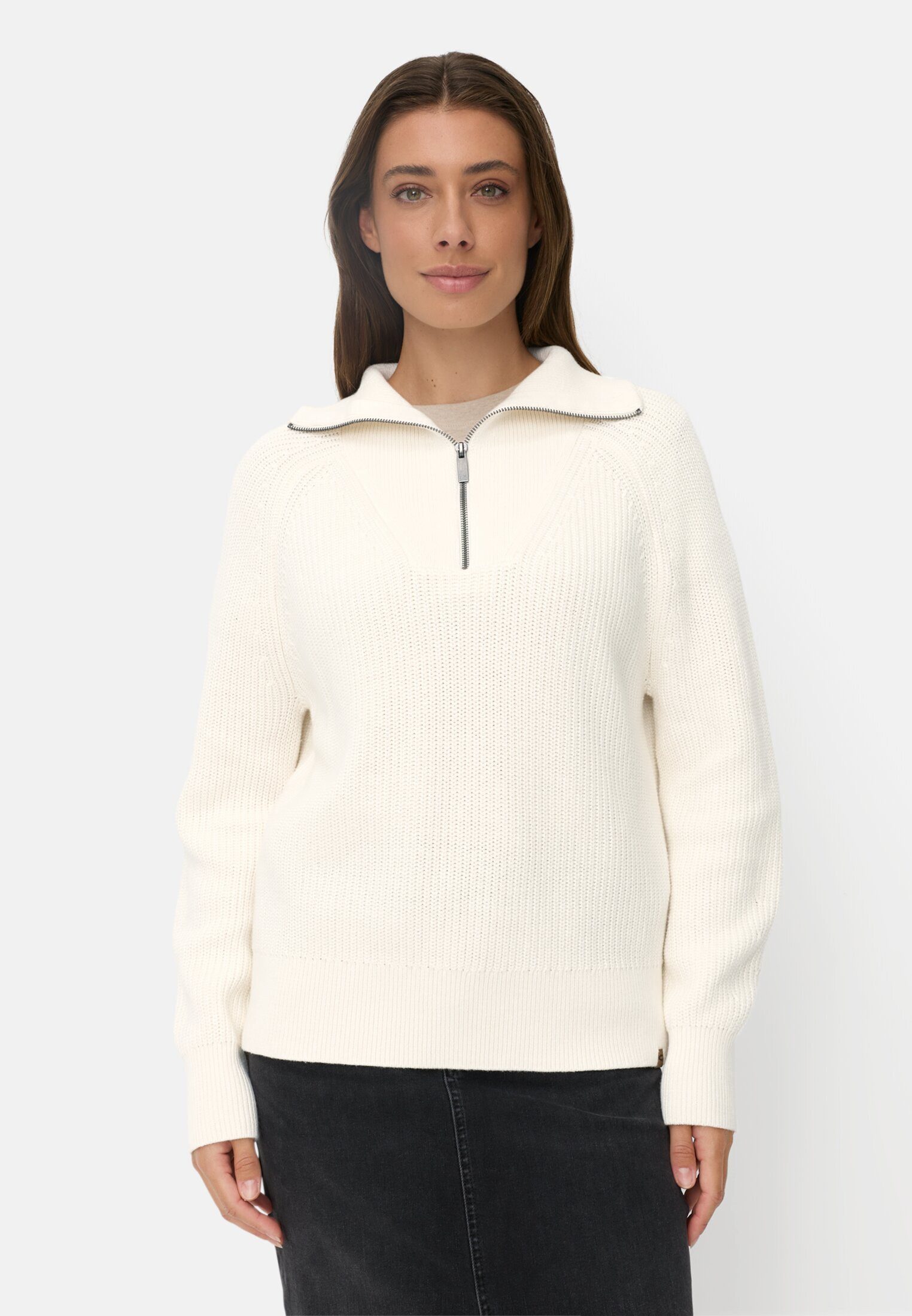 Strickpullover mit Reißverschluss Langarm