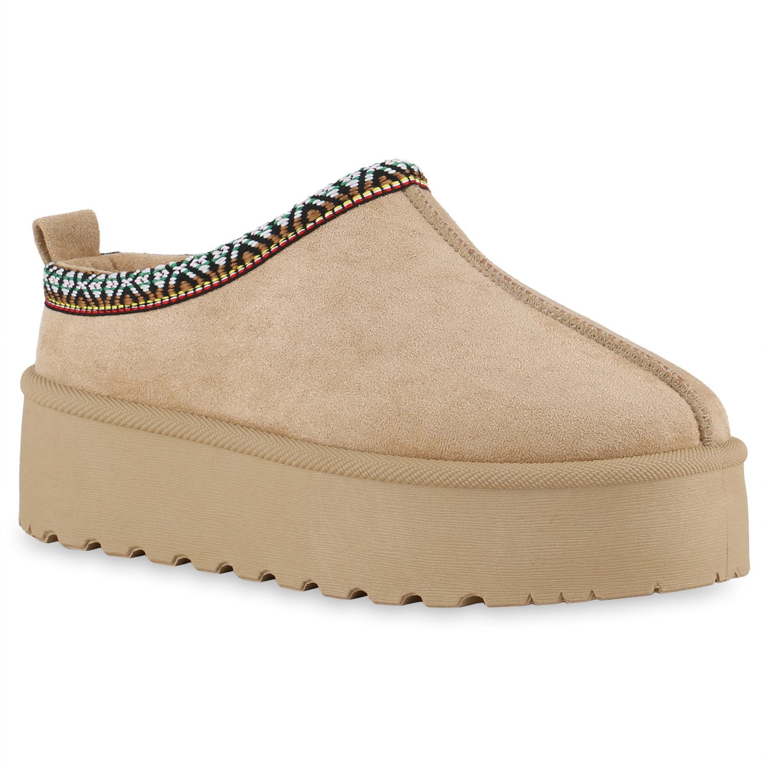 VAN HILL 841495 Hausschuh Damen Warm Gefütterte Pantoffeln Hausschuhe Bequeme Prints