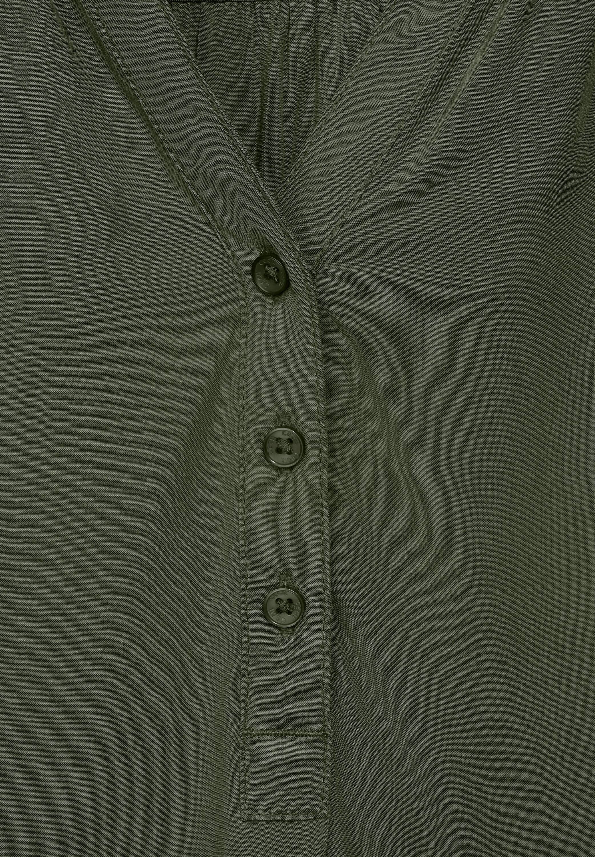 Damen Shirts Cecil Kurzarmbluse CECIL - Bluse mit Gummizug im Saum in Utility Oliv (1-tlg) Gummizugsaum