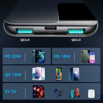 JOYROOM JR-QP190 Powerbank mit Schnelladung 10000 mAh (5 V), PD 3.0 QC 3.0 Huawei FCP Samsung AFC SCP u. PE Quick Charge Protokolle