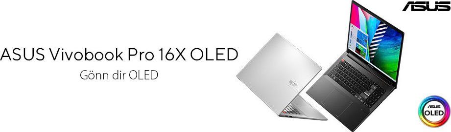 3050 7 OLED SSD, Notebook 16X AMD Zoll, Ryzen (40,6 GeForce Ti, Pro Asus OLED-Display) cm/16 M7600QE-L2007W 5800H, Vivobook 1000 GB RTX