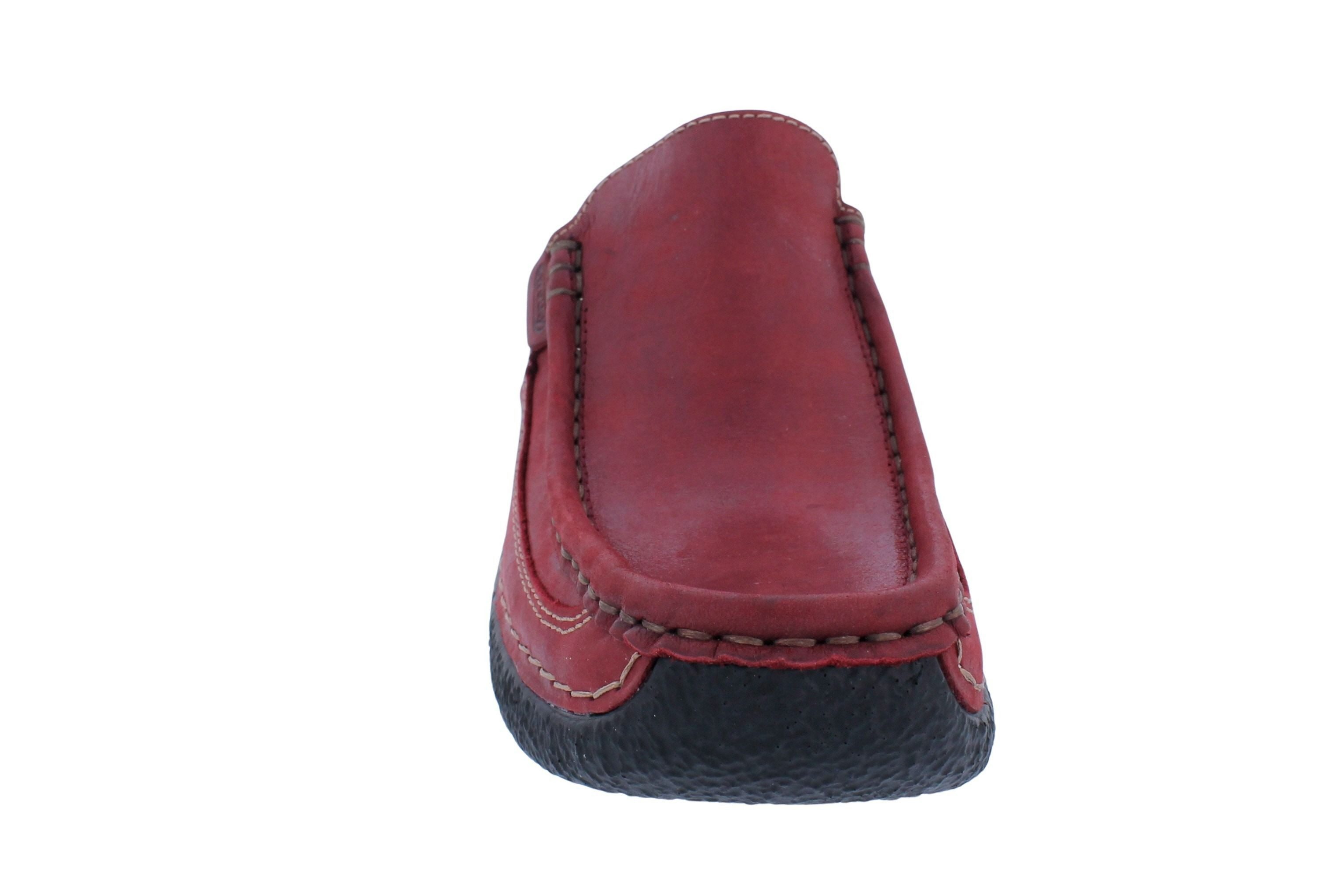WOLKY Wolky Clog Roll Slide 0620236-553, leicht glänzendes Nubukleder, Rot, Clog