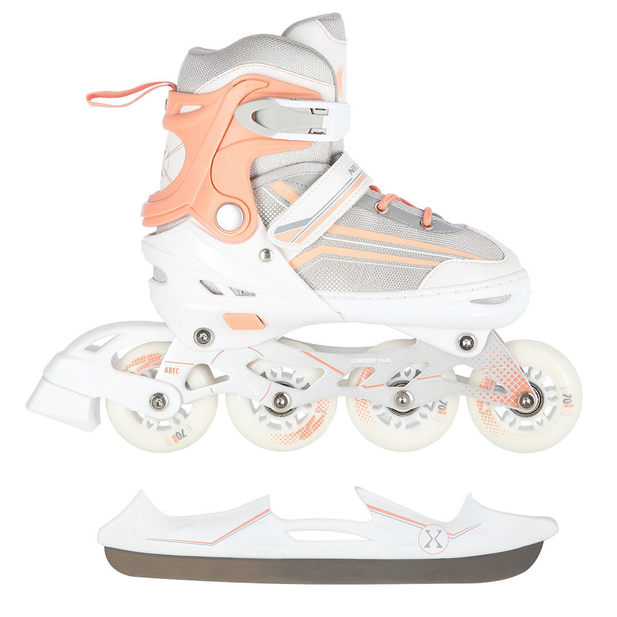 NILS EXTREME Inlineskates 2-IN-1 Inliner Schlittschuhe wechselbare Kufen Größe 29-43, Verstellbare Größe