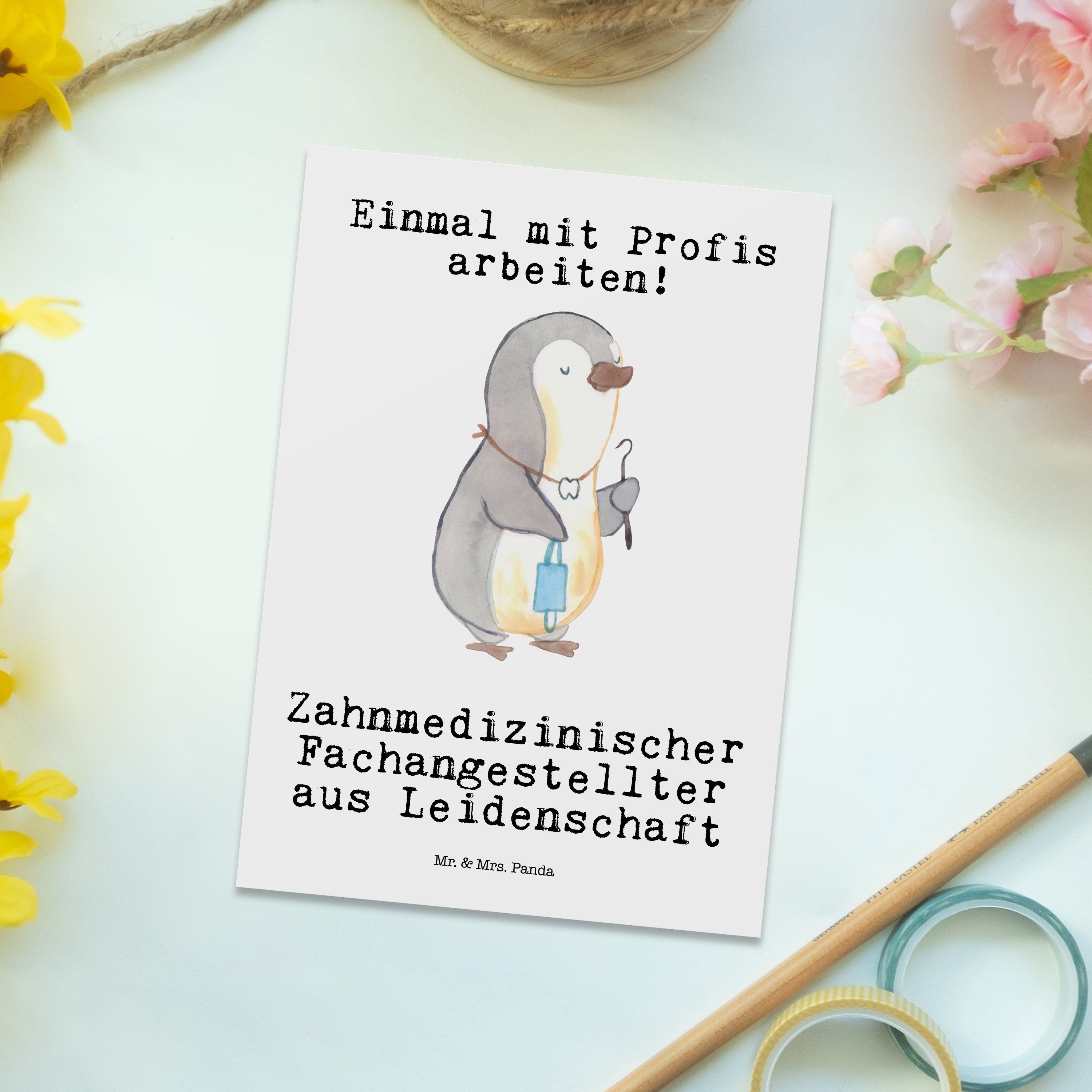 - Weiß Postkarte Fachangestellter Panda Zahnmedizinischer Leidenschaft Geschenk - & Mrs. Mr. aus