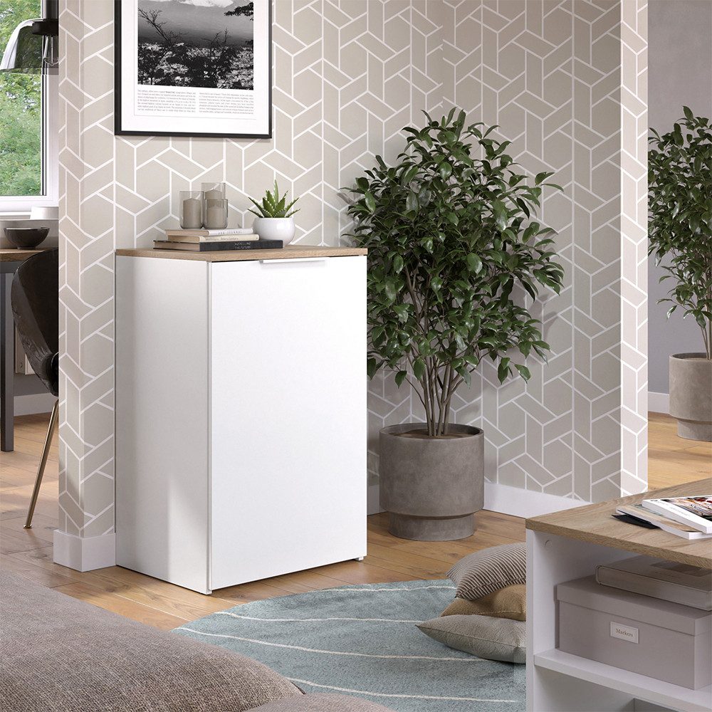 Vicco Kommode Wido, Weiß/Sonoma, 50 x 80 cm mit Regal (1 St)