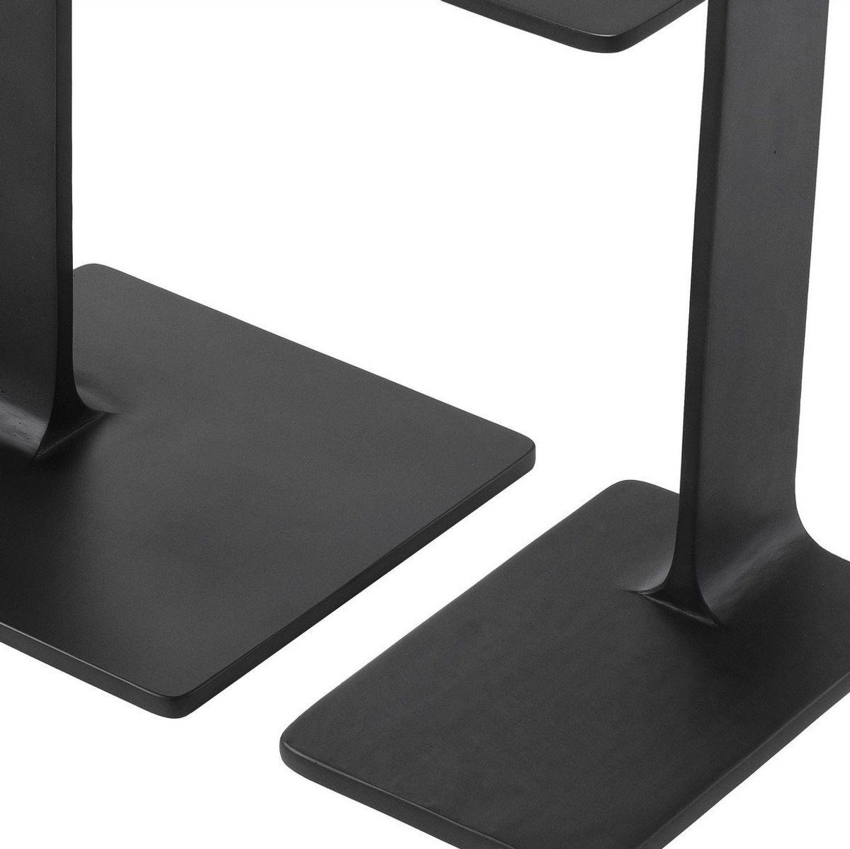 Casa Luxus Tische Qualität - Aluminium hochwertigem Padrino Set Beistelltisch Schwarz Möbel - Beistelltisch Luxus 2 aus -