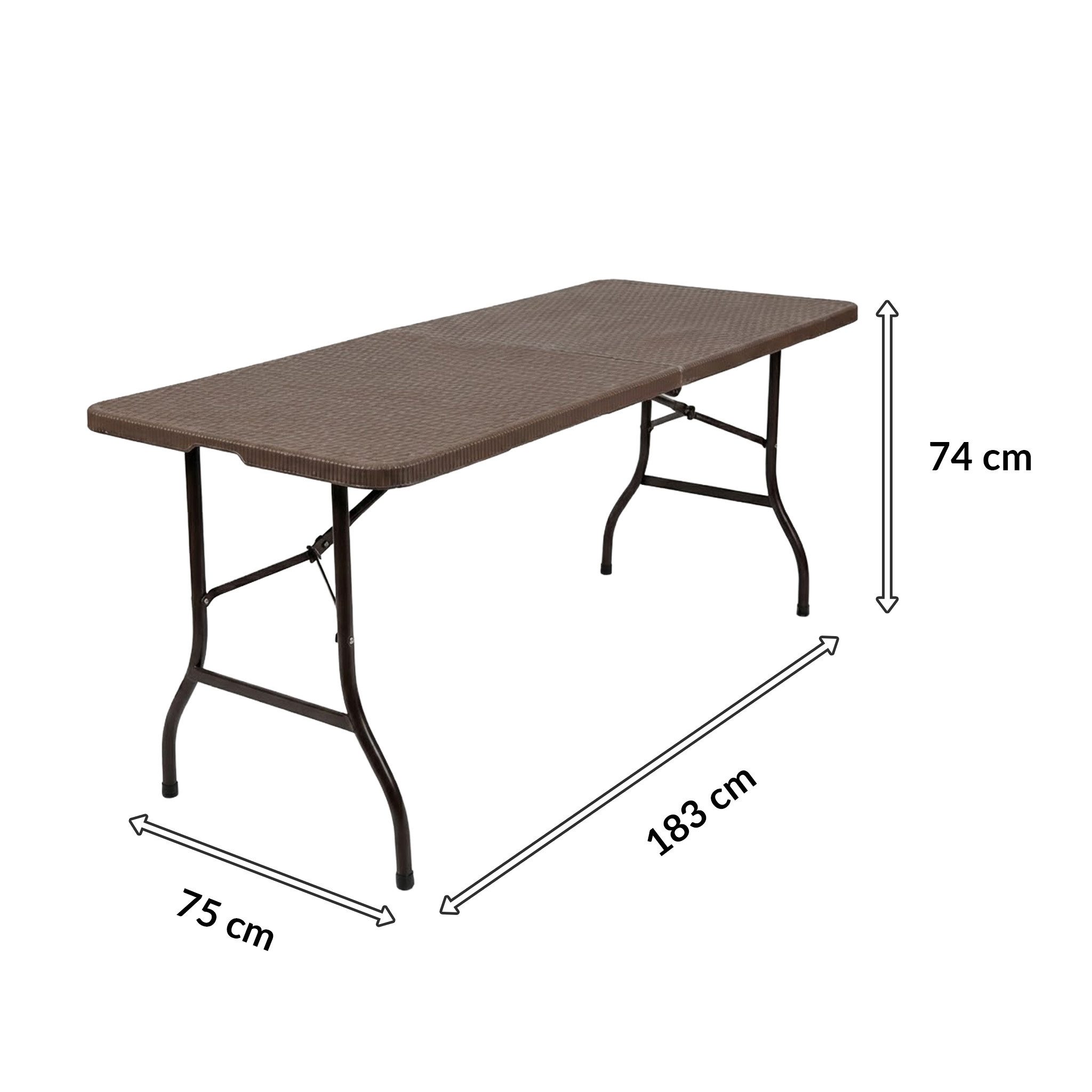 Floordirekt Klapptisch Gartentisch Miyako klappbar 183x75 cm wetterfest faltbar Tragegriff, belastbar bis 150 kg für Garten, Terrasse & Events