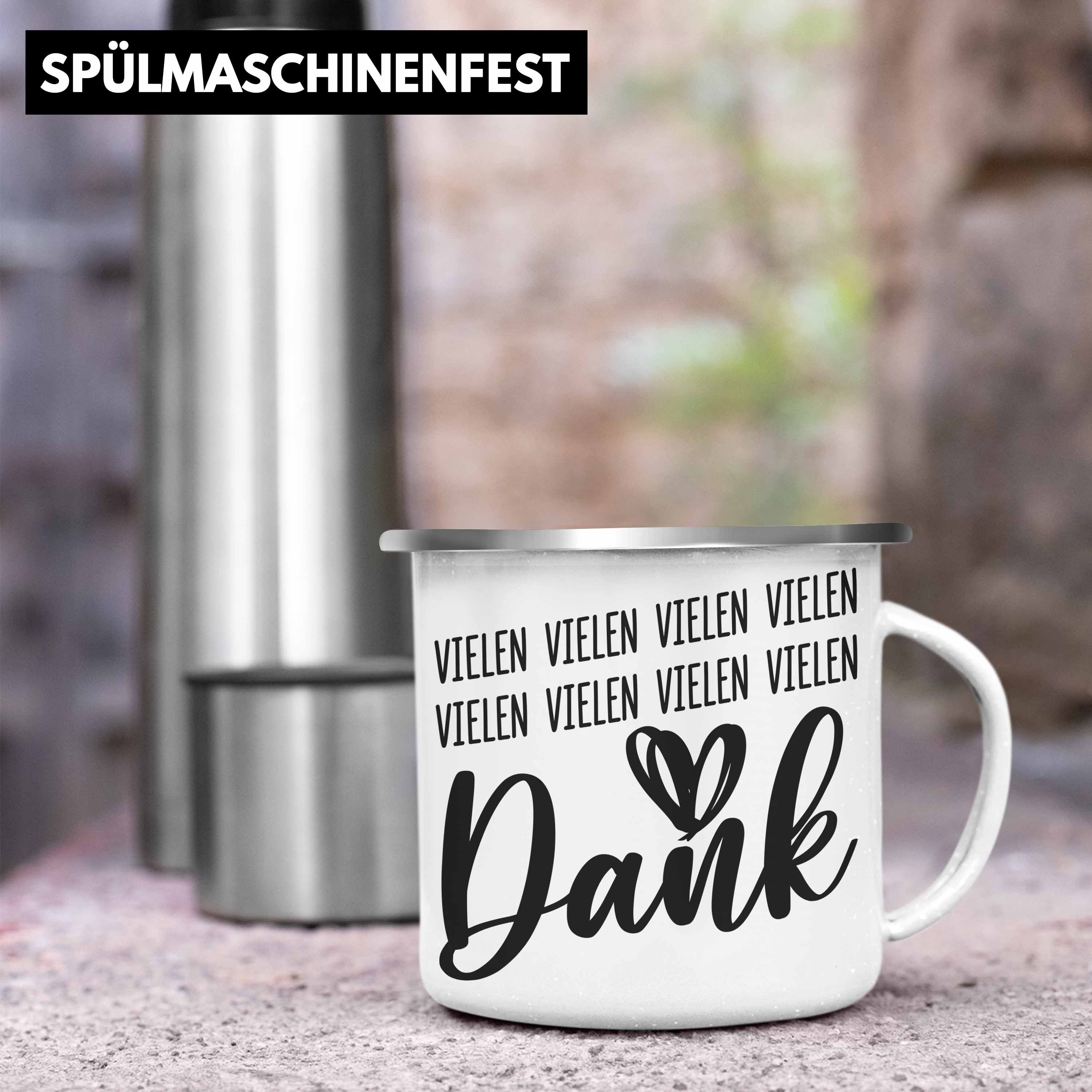 Silber Emaille Sagen Dankbarkeit Danke Thermotasse - Tasse Dankeschön Dankbar Danke Geschenkidee Geschenke Tasse Trendation Trendation KaffeeEmaille