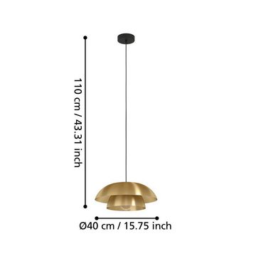 EGLO Hängeleuchte CENCIARA, ohne Leuchtmittel, Pendelleuchte, Metall in Messing-Gebürstet und Schwarz, E27, Ø 40 cm