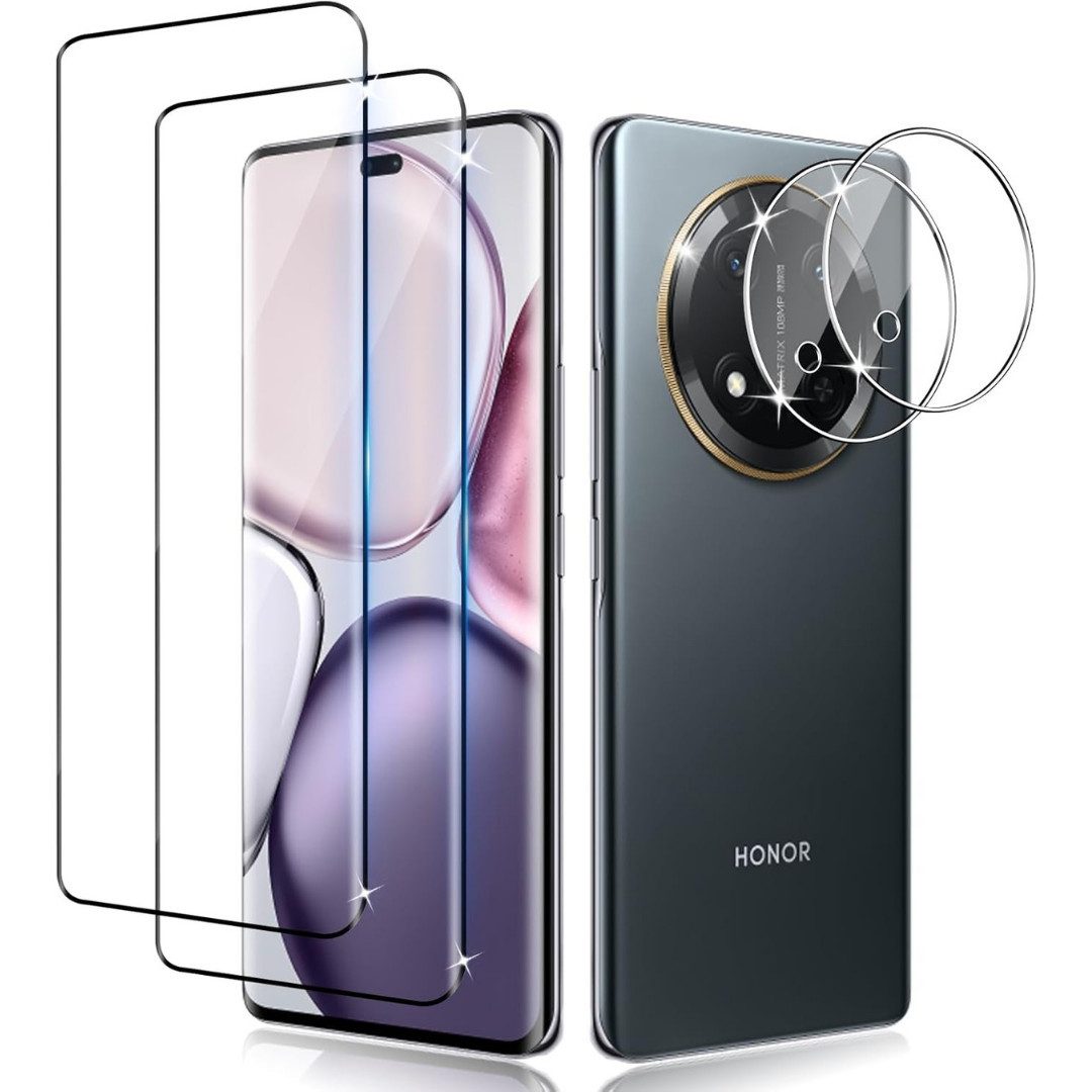 SmartUP Displayschutzglas 2X Schutzglas für Honor Magic 7 Lite Panzerfolie Display Kamera Full für Honor Magic 5 Lite, 9H Hartglas