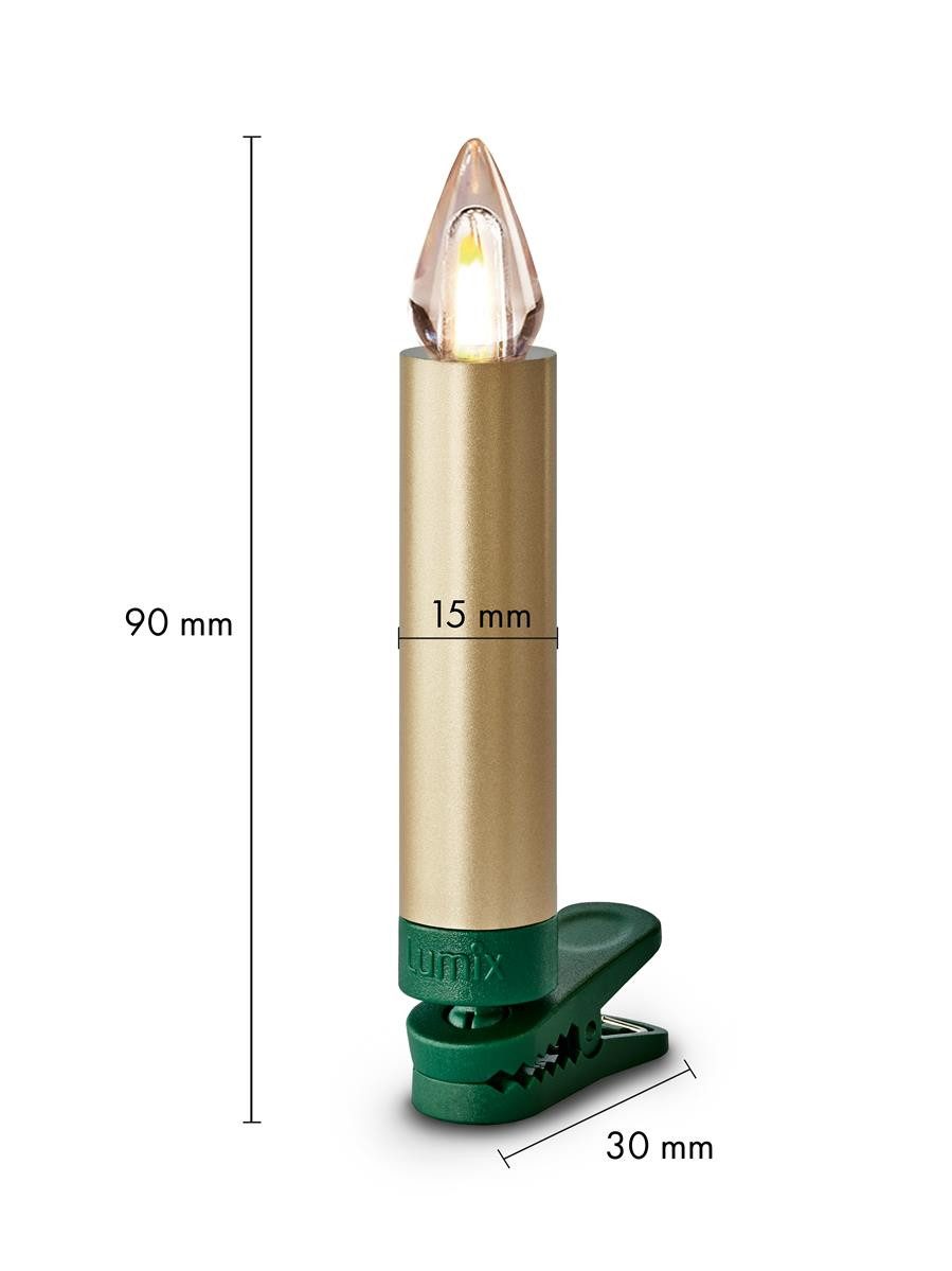 lumix LED-Christbaumkerzen LUMIX SuperLight Flame Mini Metallic Gold Basis