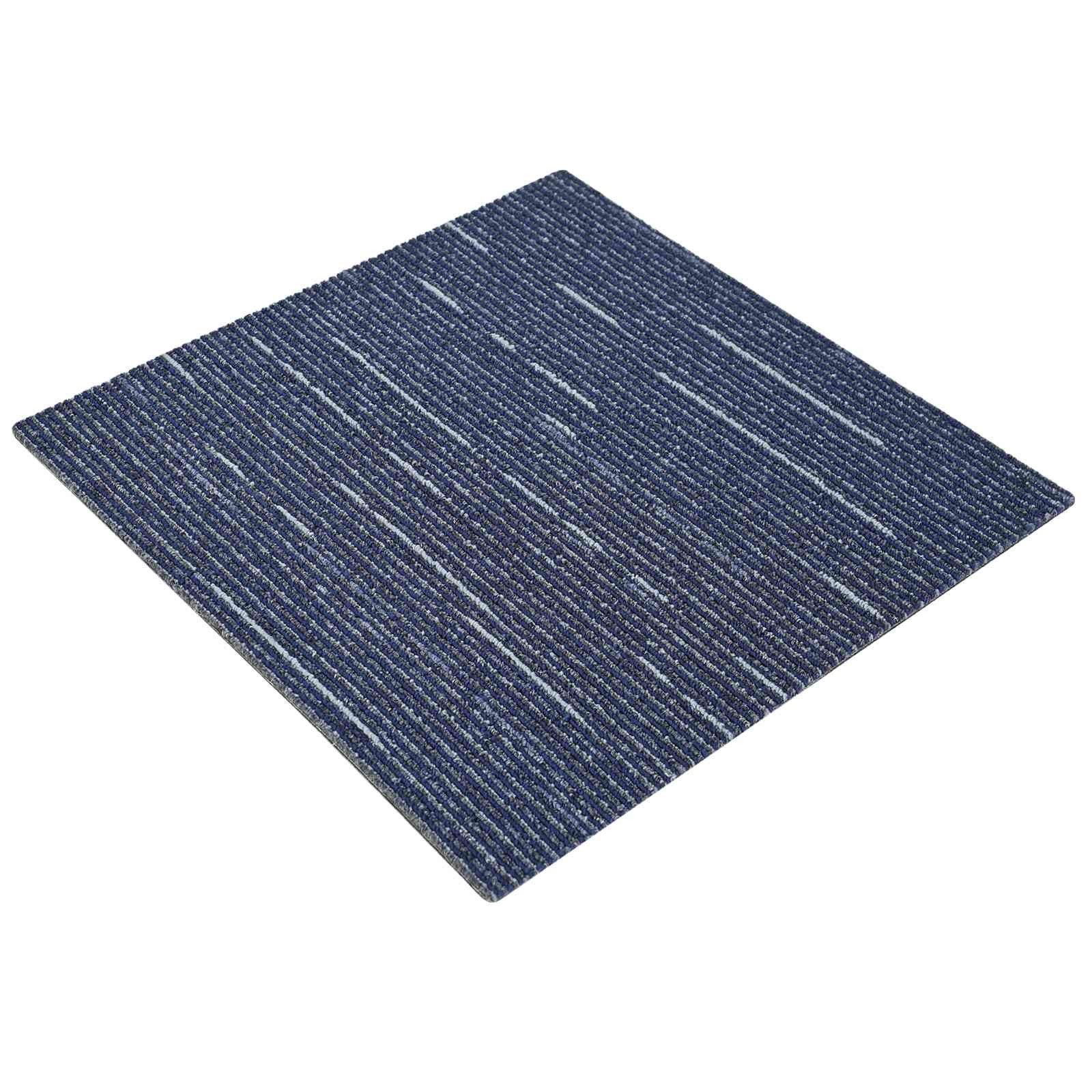 vidaXL Vinyllaminat 50 x 50 cm Teppichfliese Gestreift Blau 50x50 cm 4er Set PP und Bitume