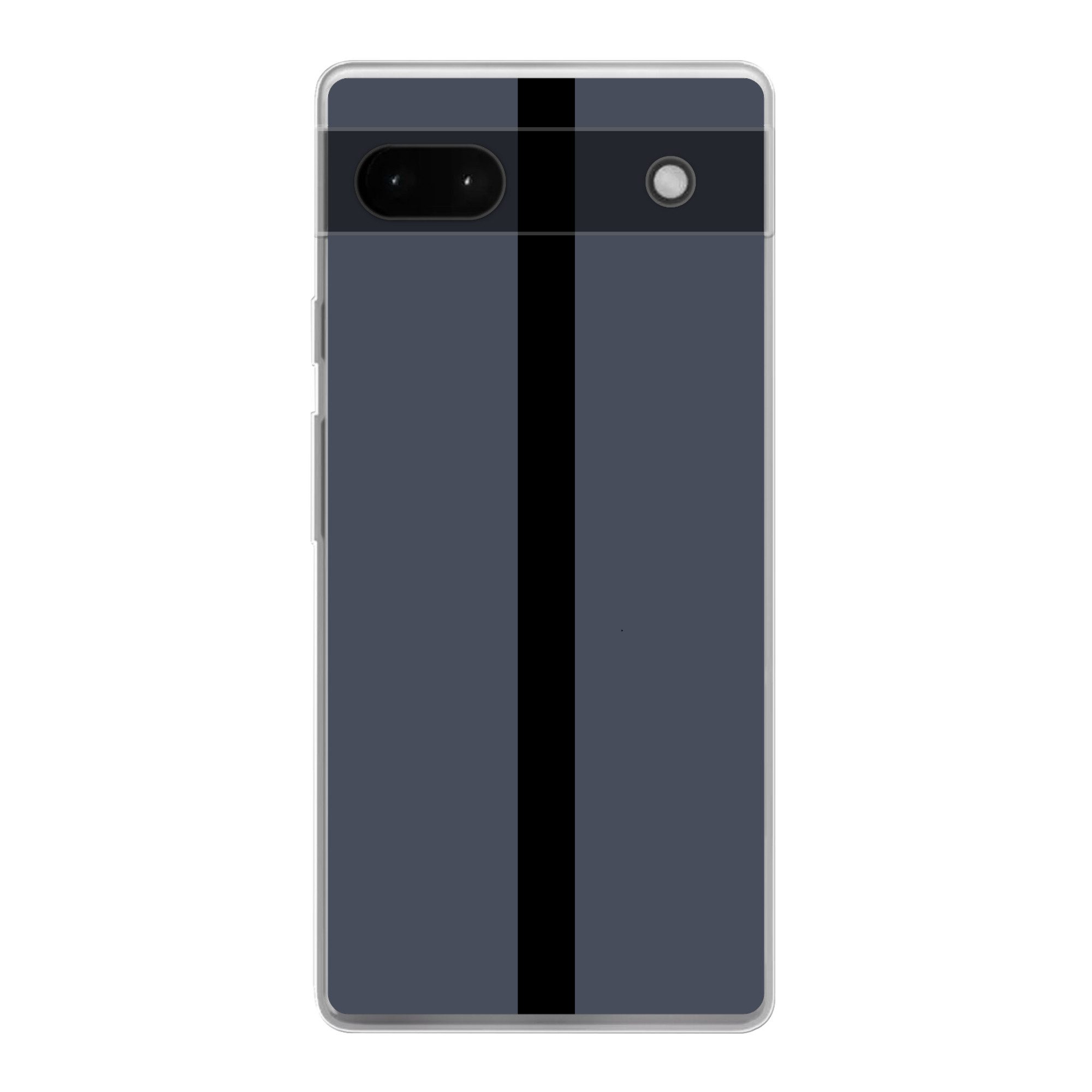 MuchoWow Handyhülle für Google Pixel 6a Blau - Schwarz - Gestreift - Minimalistisch, Phone Case, Silikon, Schutzhülle Dünn