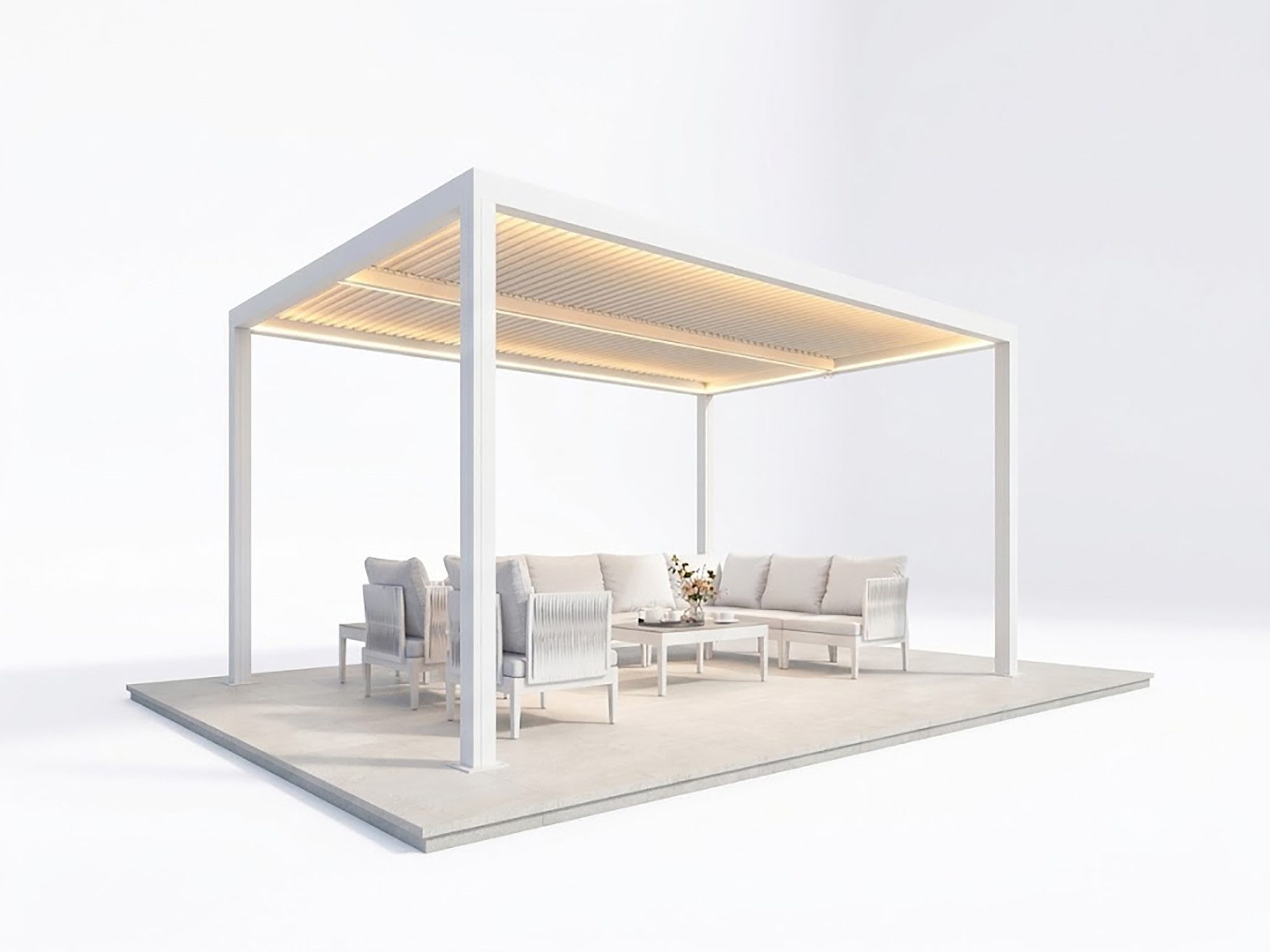 PURPLE LEAF Pergola Lamellenpergola aus Aluminium mit Lamellendach und LED-Beleuchtung, BxTxH: 425x300x240 cm, wasserdichte Gartenüberdachung für Balkon, Carport oder Grillplatz