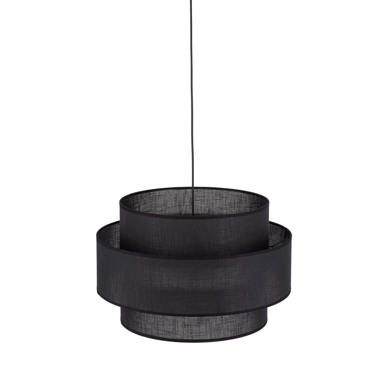 Licht-Erlebnisse Pendelleuchte GREET, ohne Leuchtmittel, Schwarz Stoff 3x E27 rund D: 50 cm H: max. 1,1 m Modern