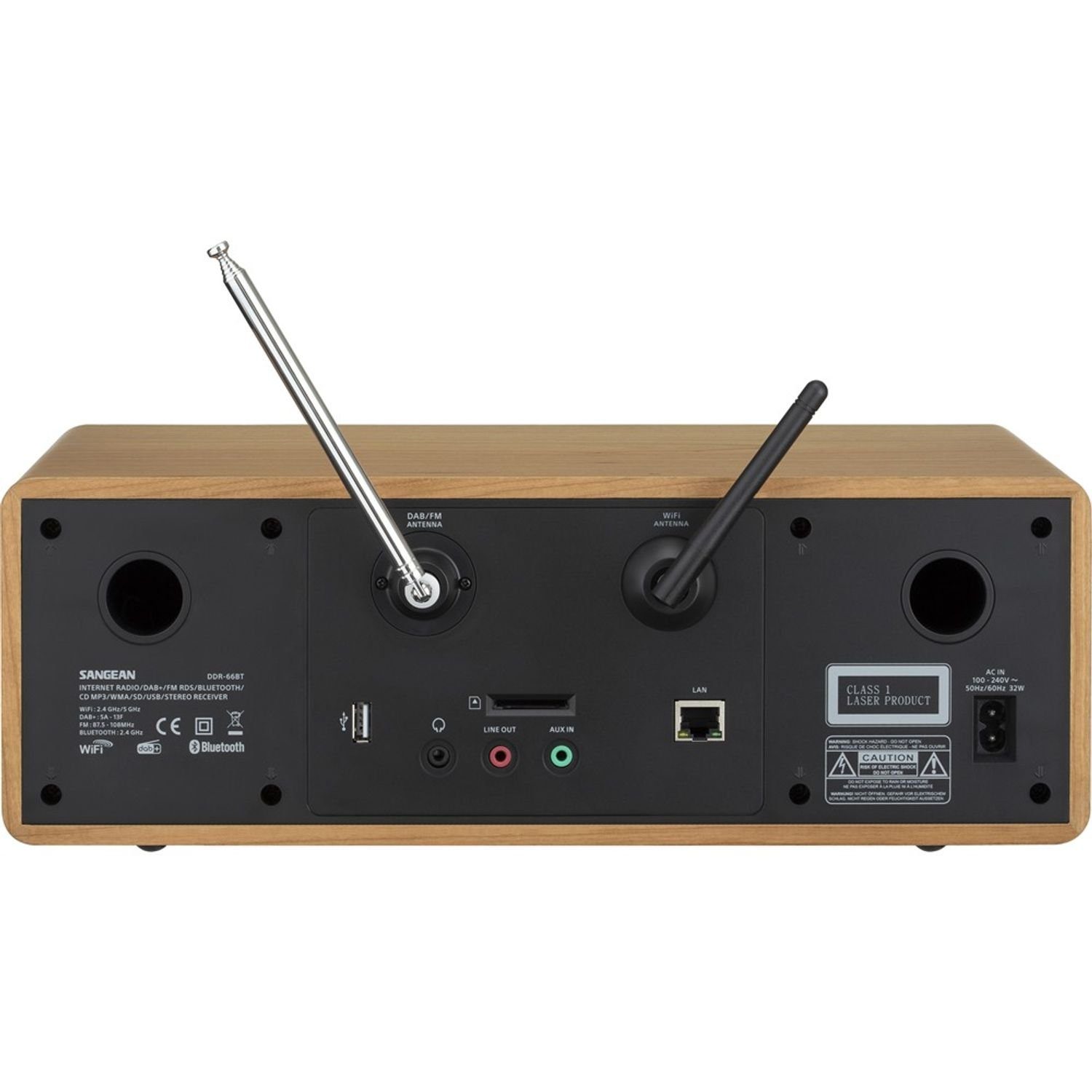 Sangean DDR-66 BT (DAB) Internet-Radio/DAB+/FM/CD/USB/SD/Bluetooth (DAB) Digitalradio Walnut