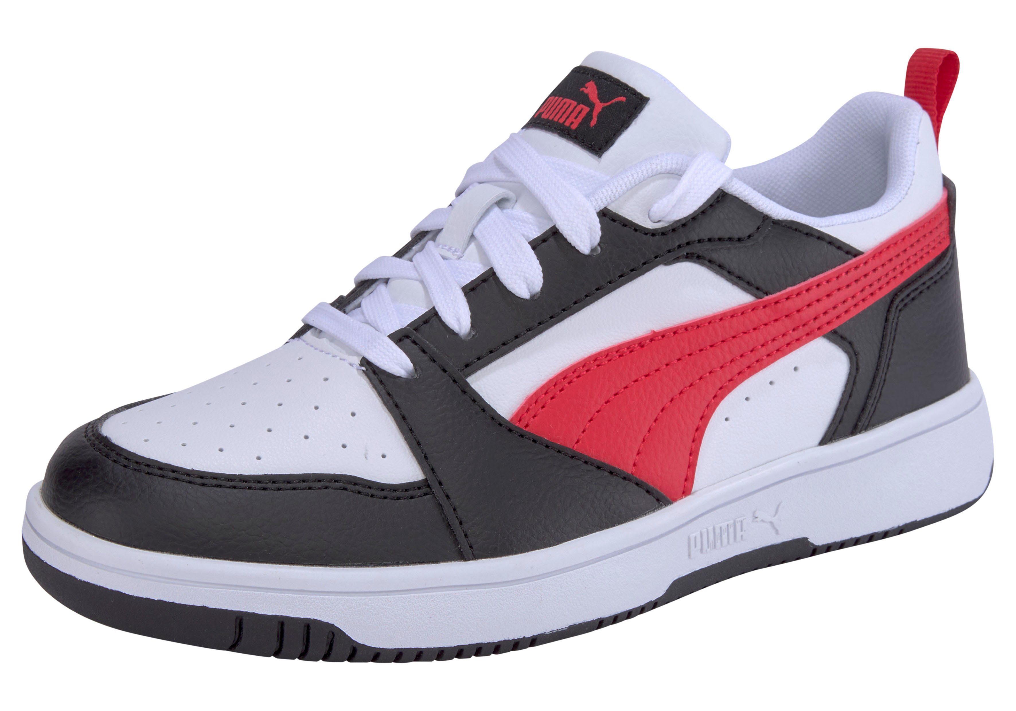 PUMA REBOUND Time PUMA PS White-For LO All Black Sneaker V6 Red-PUMA