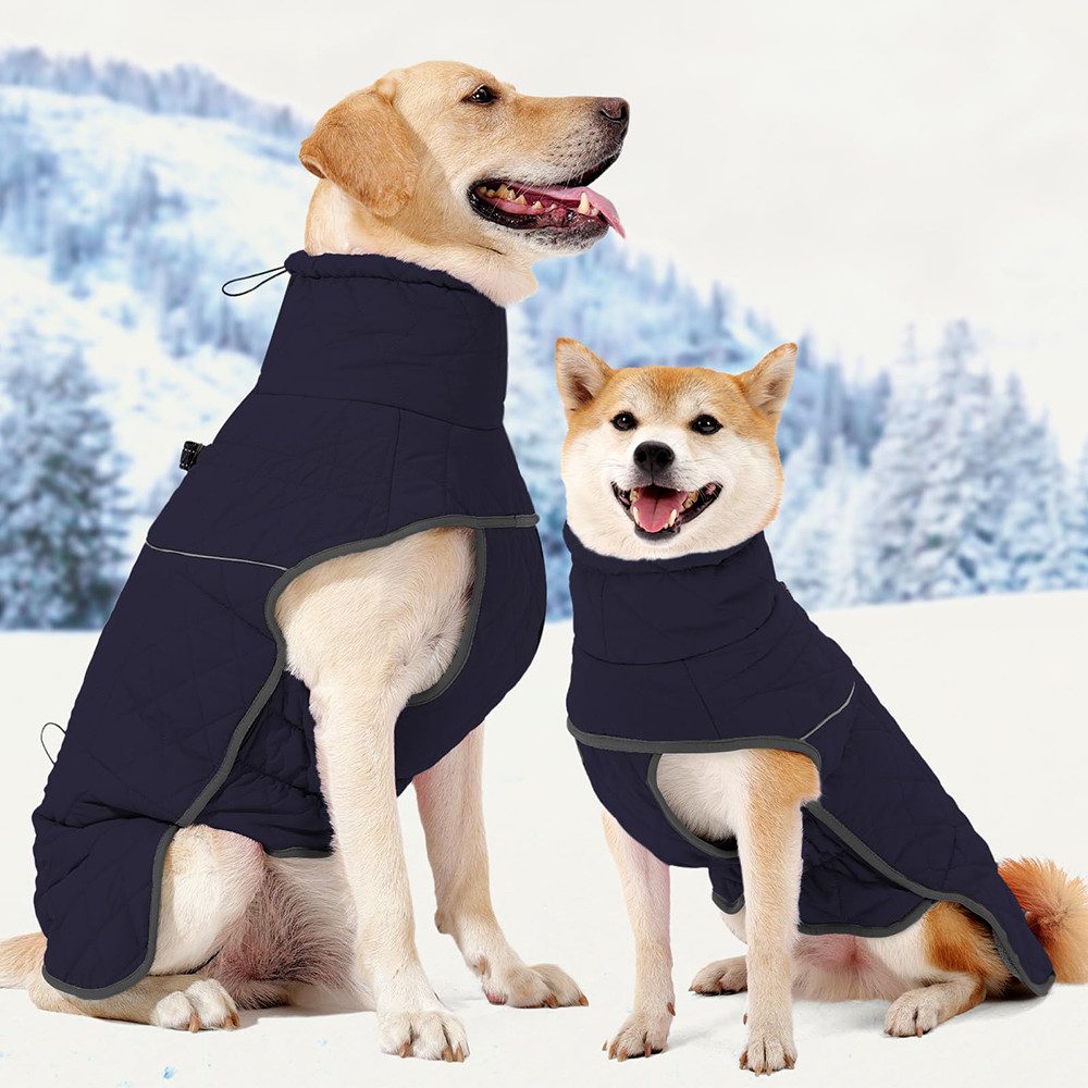 Ledander Hundemantel Winter Hundemantel Wasserdicht mit D-Ring, Warm und Reflektierend, Fleece Hundejacke für Kleine, Mittlere und Große Hunde