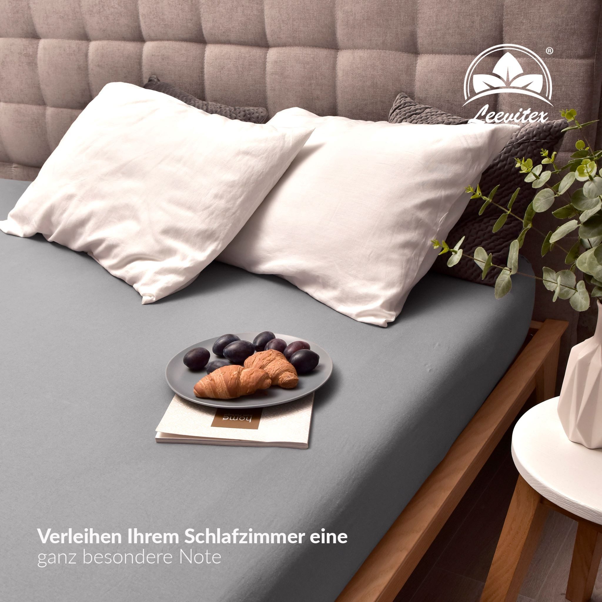 leevitex® Spannbettlaken verschiedene Größen, Stoffgewicht 170 g/m², 40 cm Steghöhe, Jersey, Gummizug: rundum, (1 Stück), verschiedene Farben, OEKO-TEX® STANDAR – Bild 5 von 5