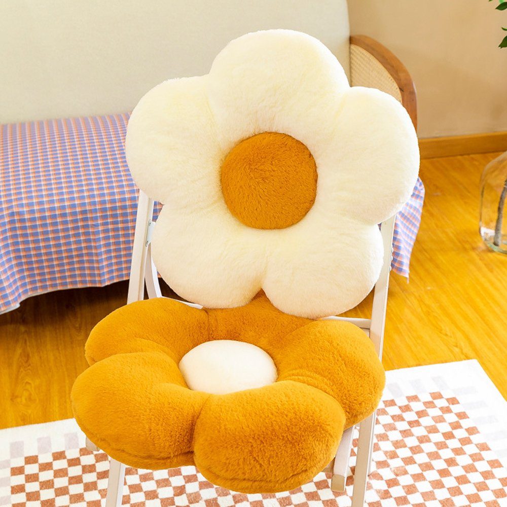 Tatami Devenirriche Blumenförmiges Sitzkissen Plüsch-Dekor Kissen der (Weiß) Stuhlkissen