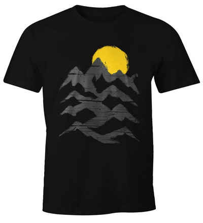 Print-Shirt Wandern Herren T-Shirt Berge Sonnenaufgang Moonworks® mit Print