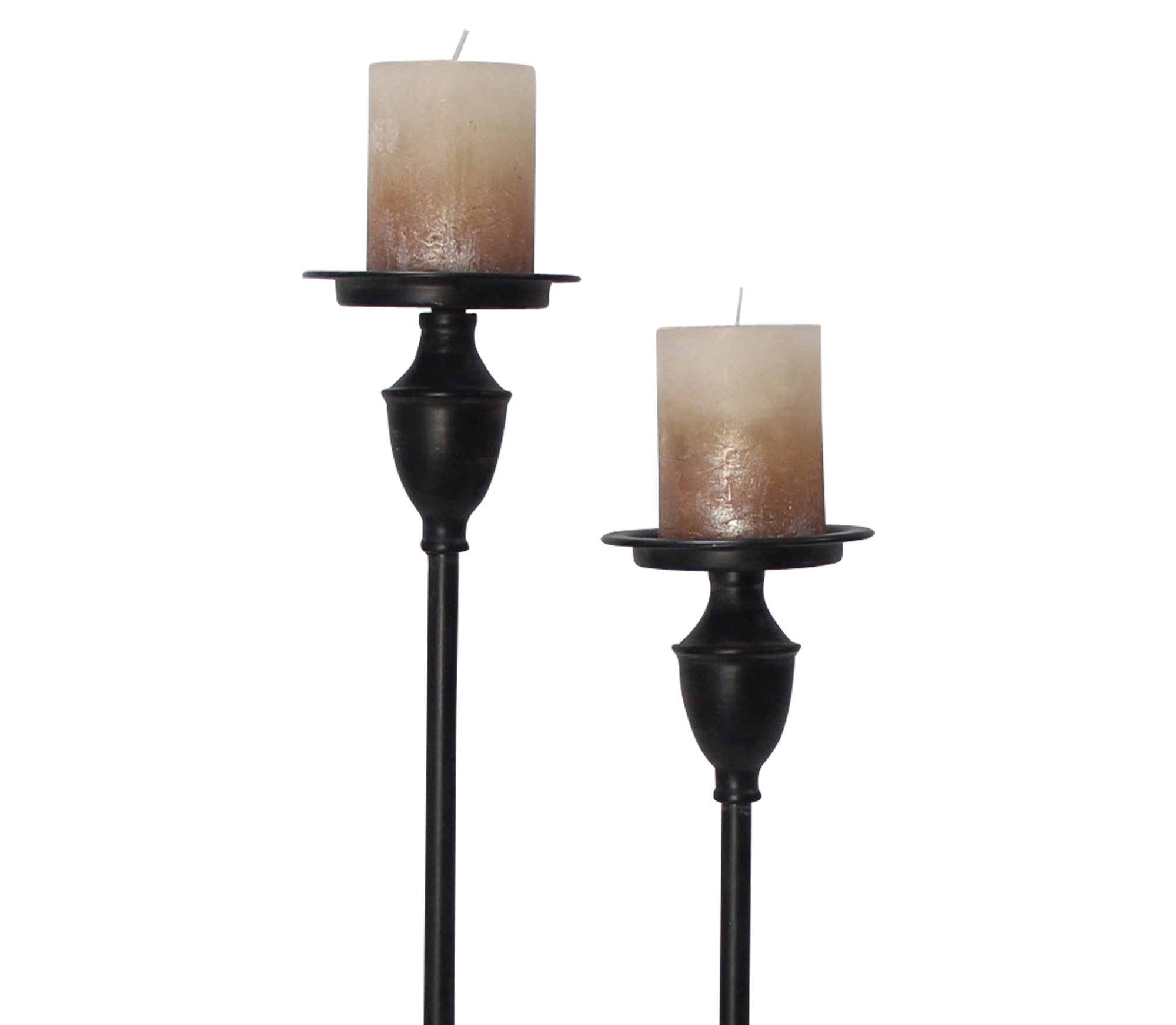 Dekoleidenschaft Kerzenständer "Antique" Metall, schwarz, Kerzenhalter 60 + 69 cm hoch, Kerzensäule (2 St., im Set), Kerzenleuchter für Stumpenkerzen