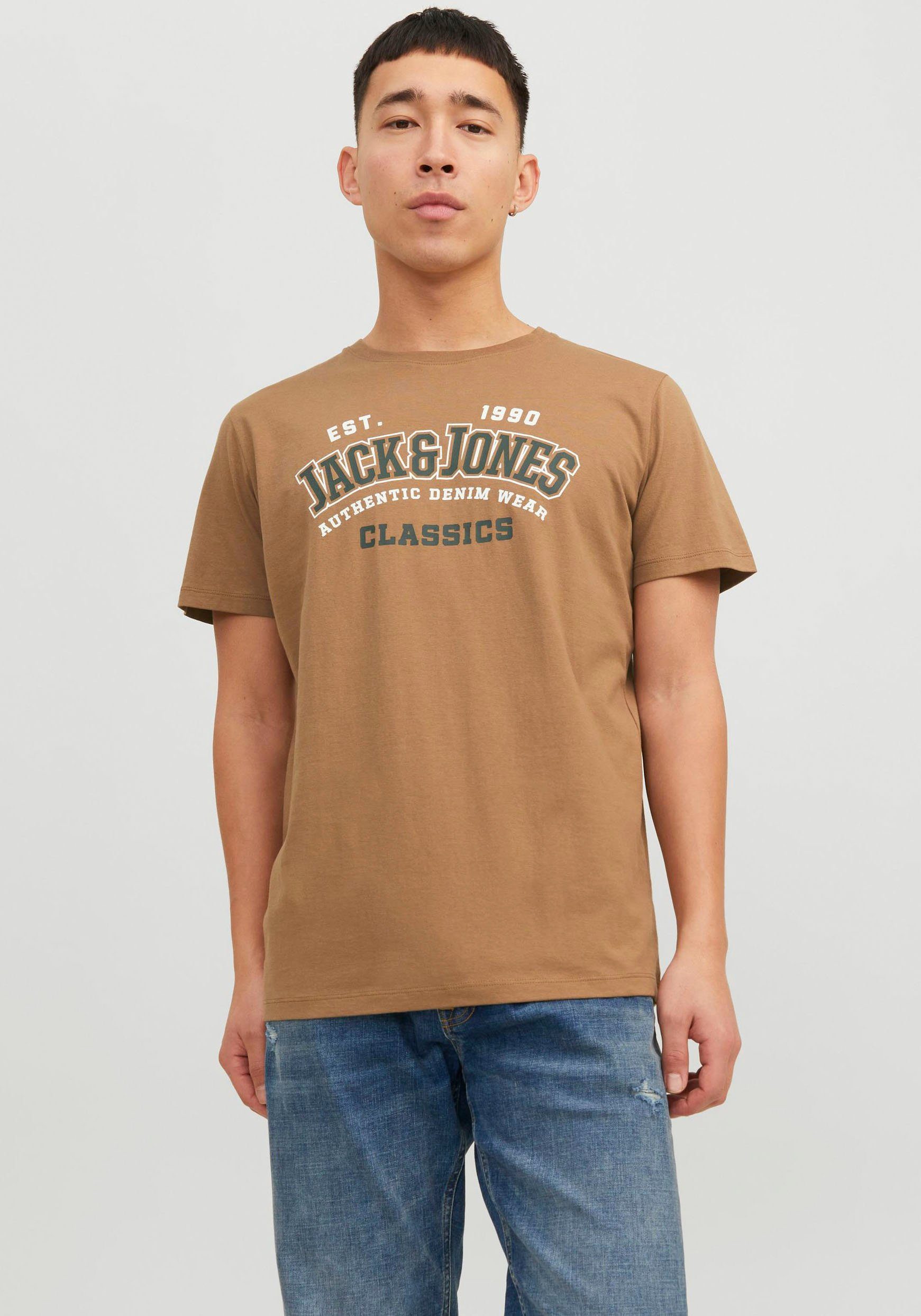 Jack & Jones Rundhalsshirt JJELOGO TEE SS O-NECK 2 COL AW23 SN Otter | T-Shirts