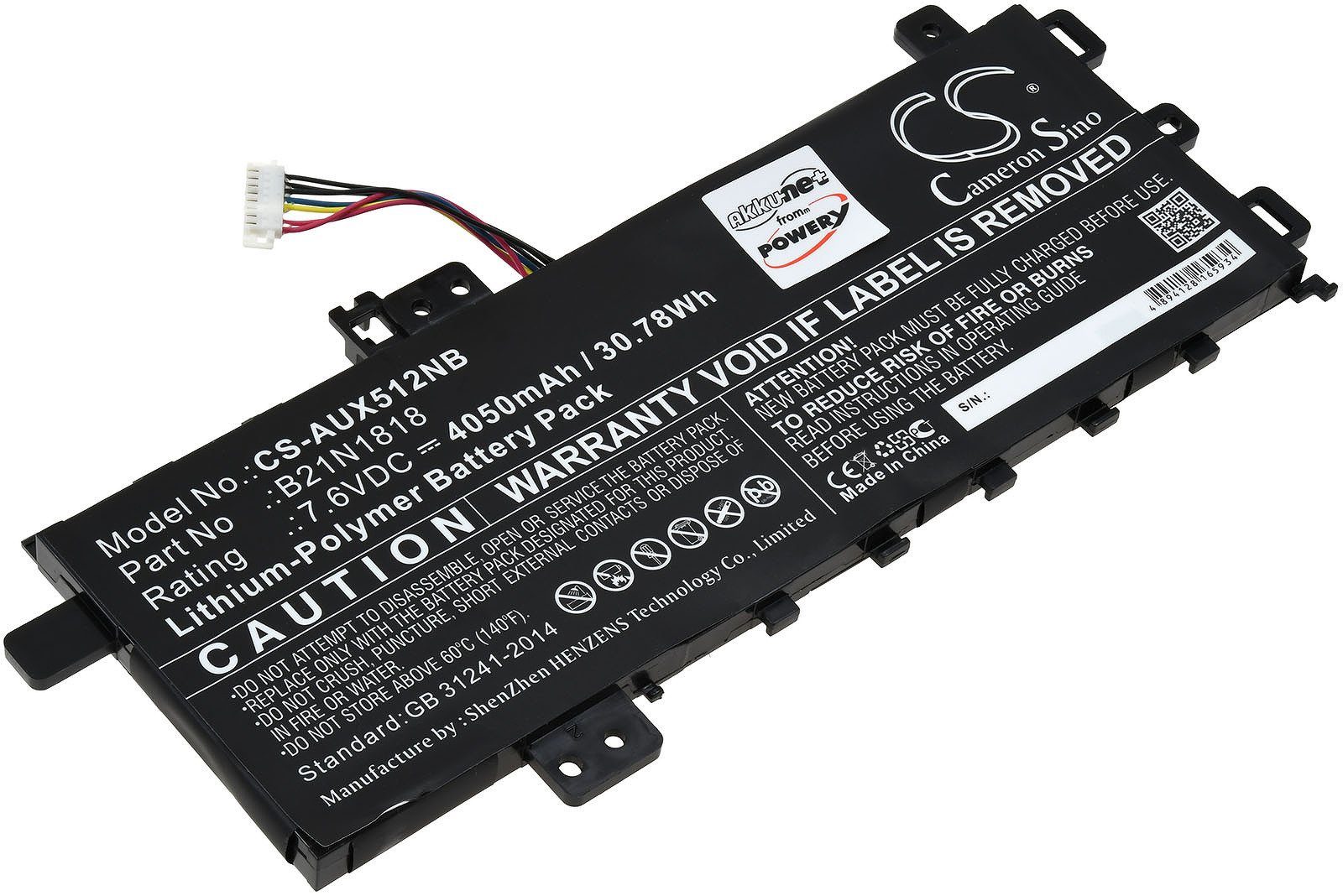 Powery Akku für Asus Typ B21BnEH Laptop-Akku 4050 mAh (7.6 V)
