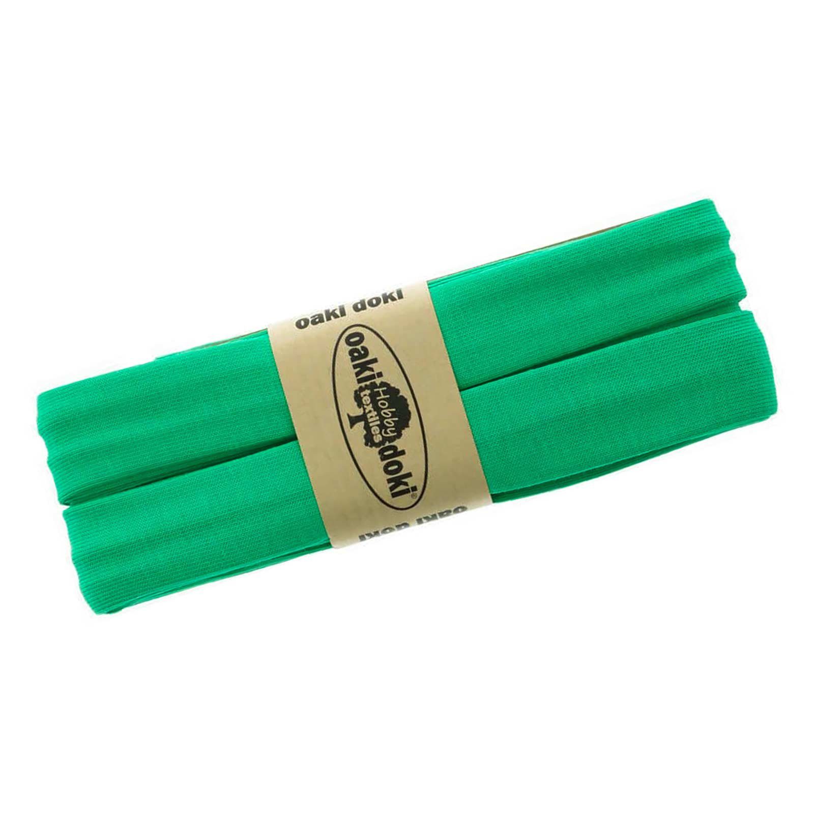 maDDma Stoff 3m Oaki Doki Tricot de Luxe Jersey-Schrägband, smaragd hellgrün