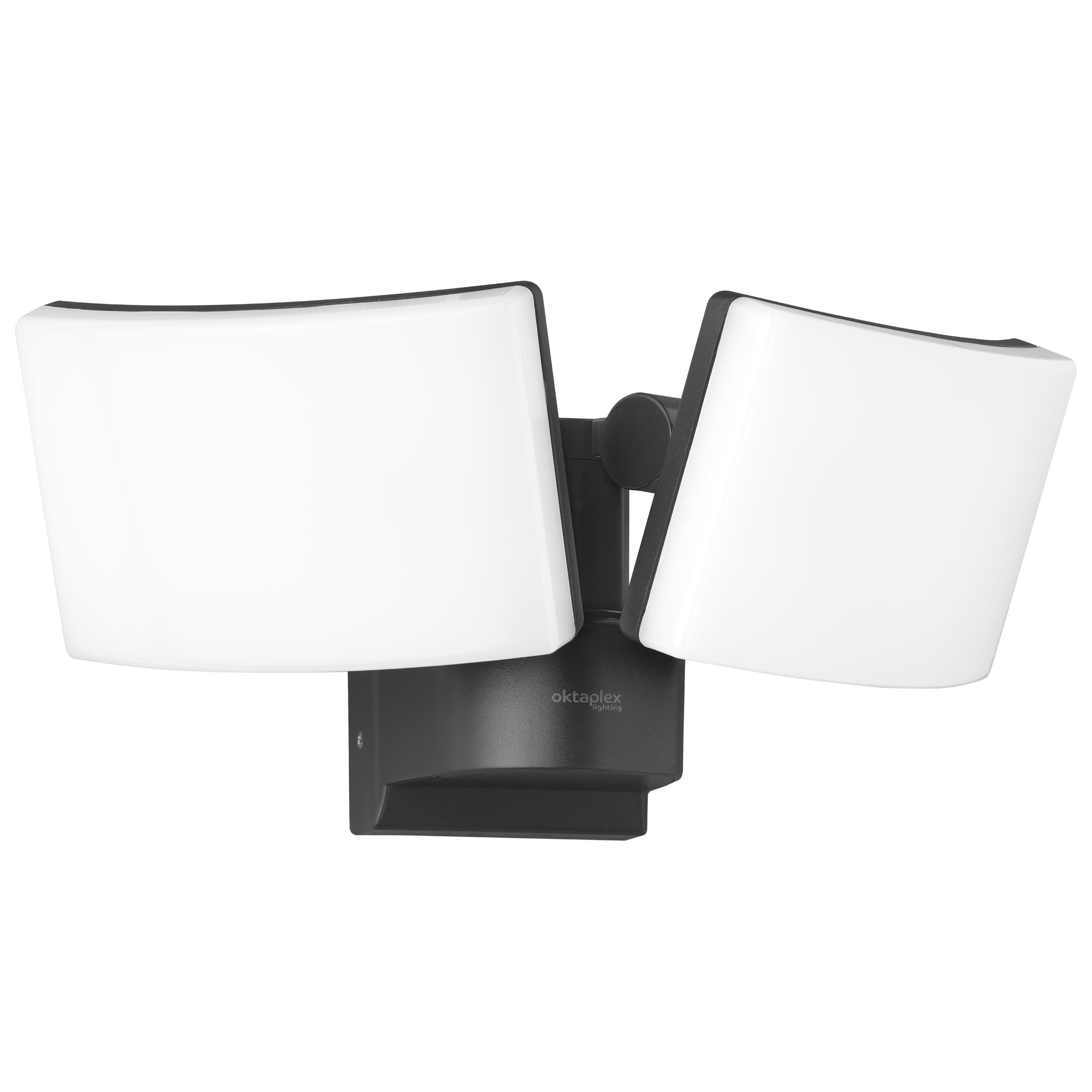 Oktaplex lighting LED Außen-Wandleuchte Oktaplex Cali Dos ohne Bewegungsmelder, Diffusor, LED fest integriert, warmweiß 3000K, Außenleuchte LED Wandleuchte Flutlicht anthrazit