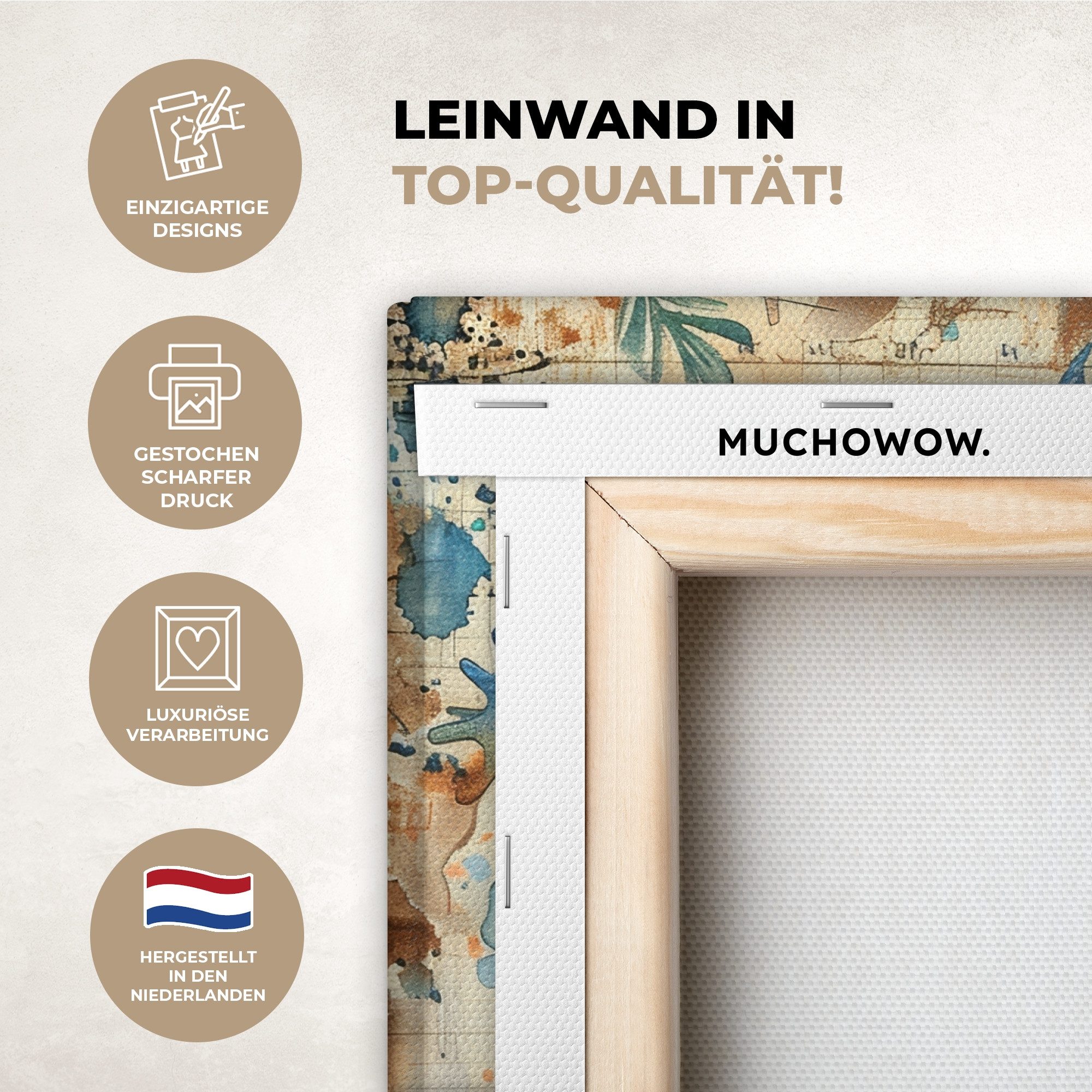 OneMillionCanvasses® Leinwandbild Vintage - Meerestiere - Seepferdchen - Aq günstig online kaufen