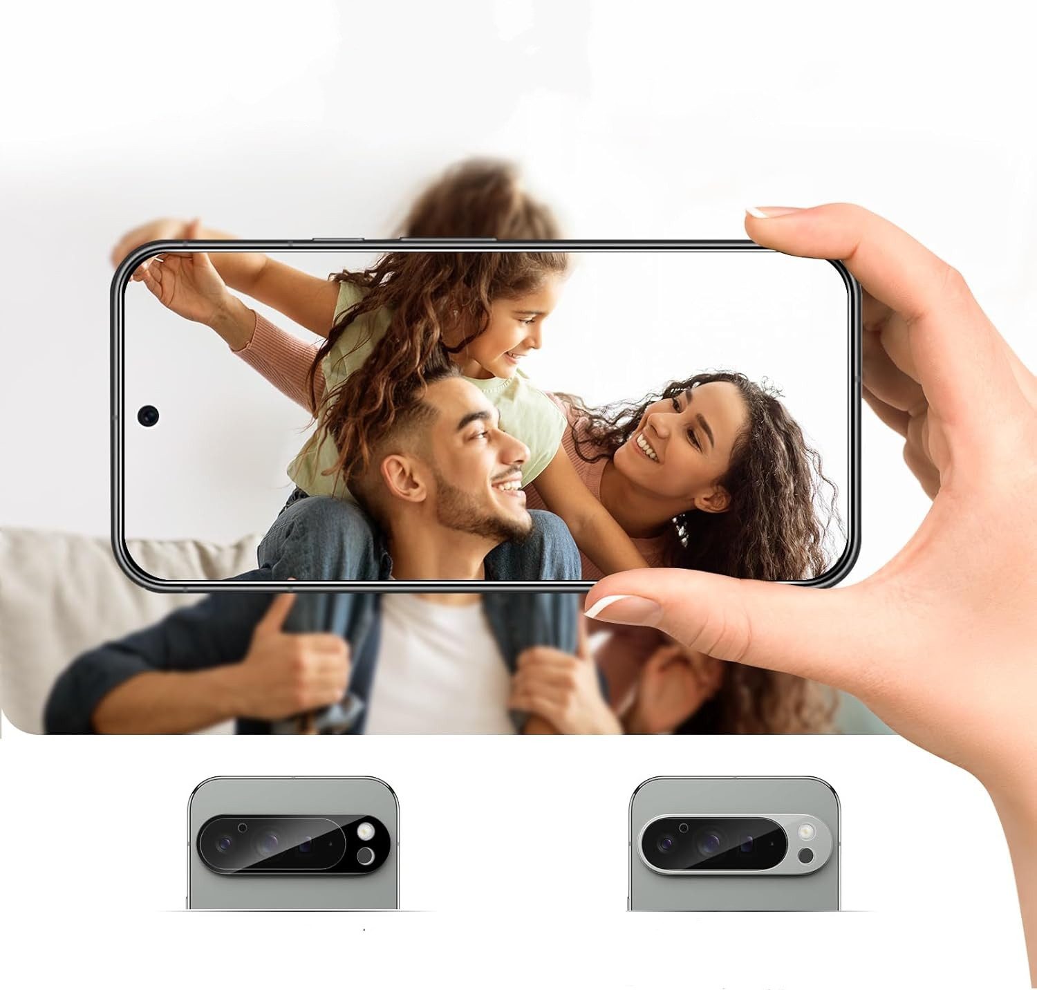CLM-Tech Kameraschutzglas 2X für Google Pixel 10 Pro 6,3 Zoll, Linse Schutzglas 9H Glas - Folie kristallklar Panzerglas, 2 Stück, Kratzfest – Bild 4 von 5