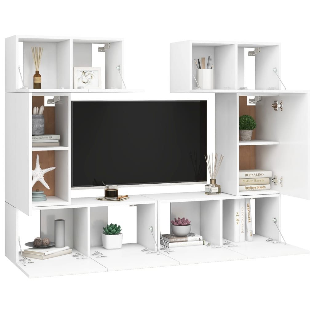 vidaXL TV-Schrank 6-tlg. TV-Schrank-Set Weiß Holzwerkstoff günstig online kaufen