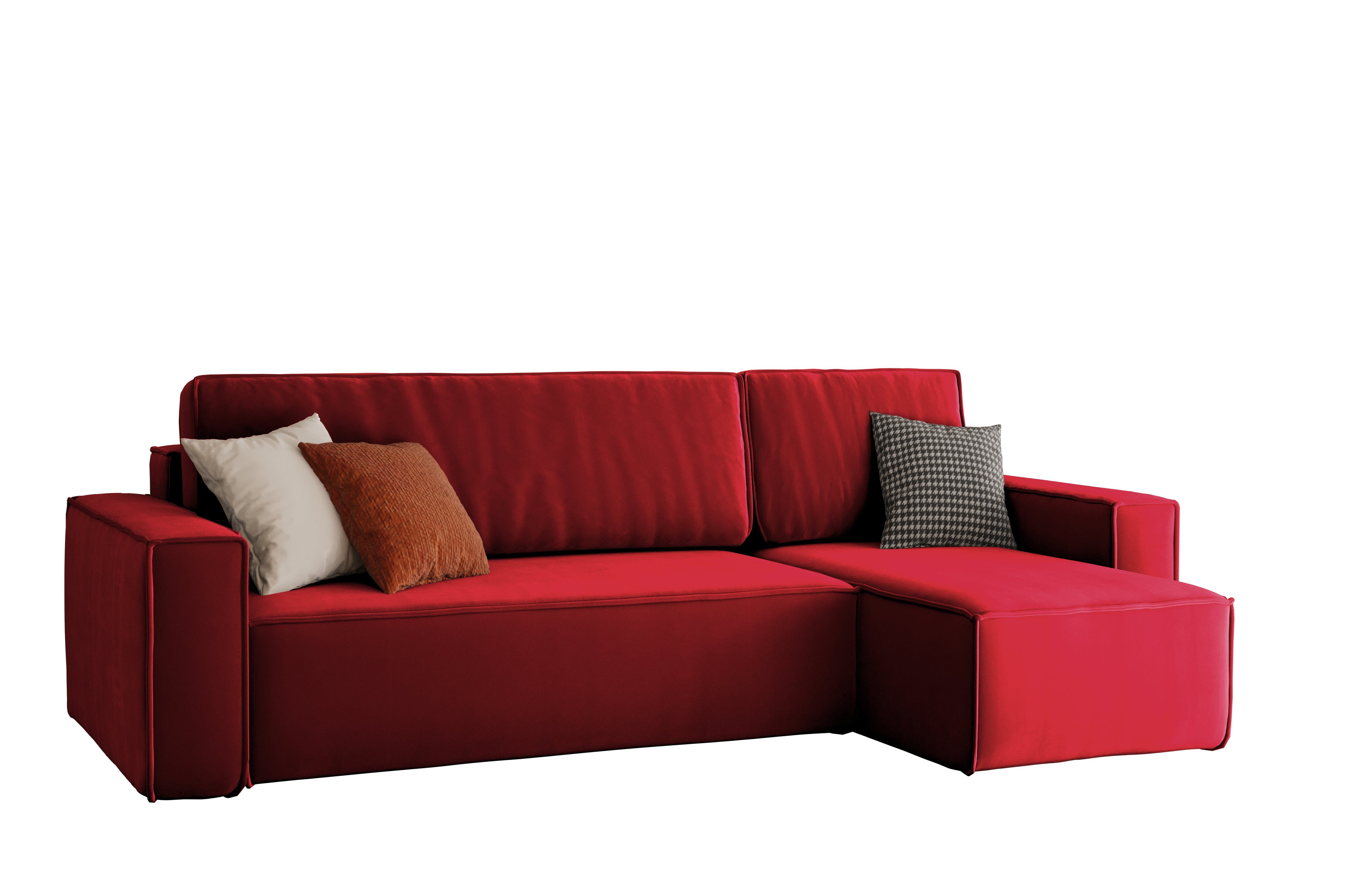 Friderik-EU Ecksofa KARL Ausklappbare Couch aus Samtstoff mit Bettkasten, mit Schlaffunktion Swing 6