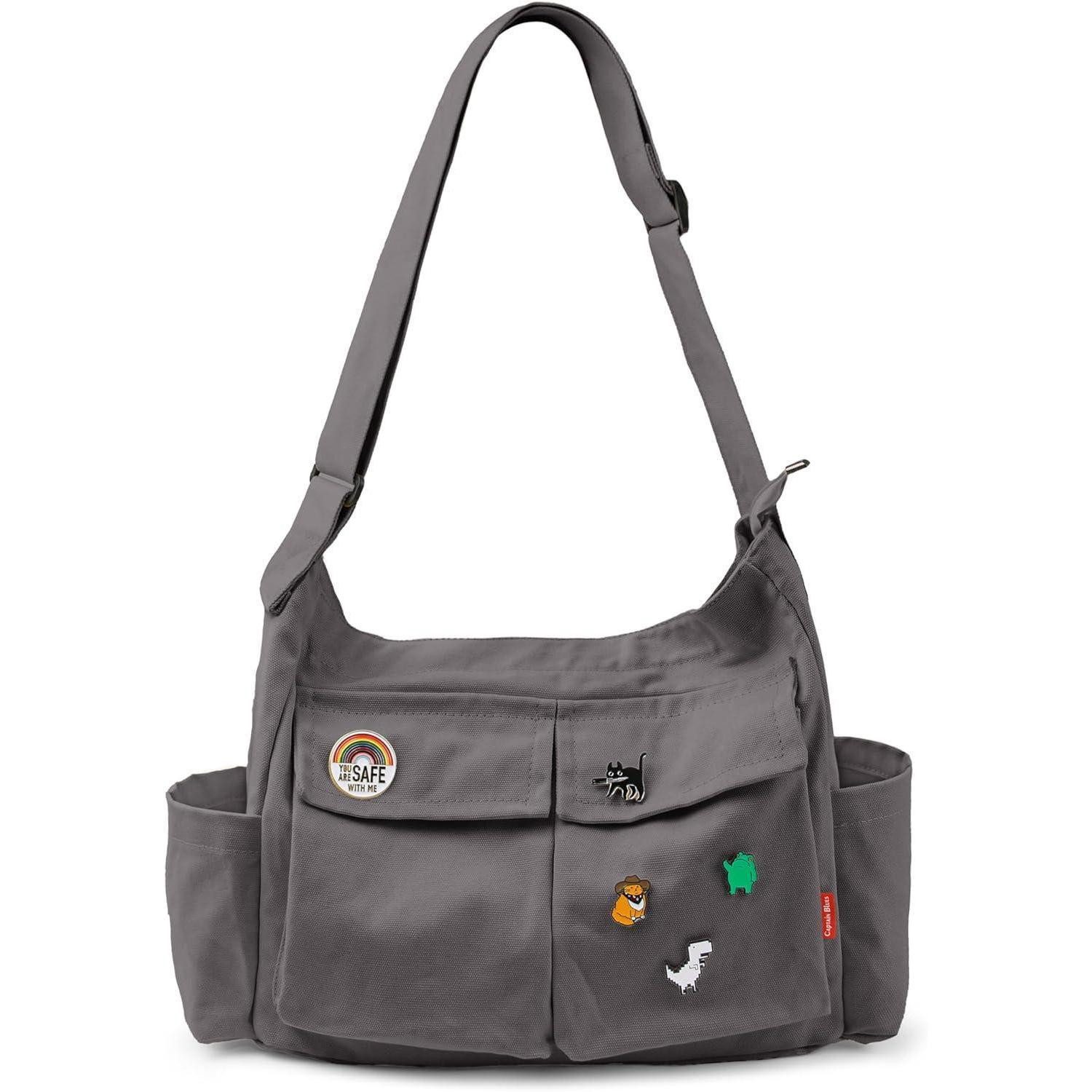 LuxusKollektion Messenger Bag Canvas Messenger Bag Umhängetasche Crossbody Schulter Tote Hobo Blau