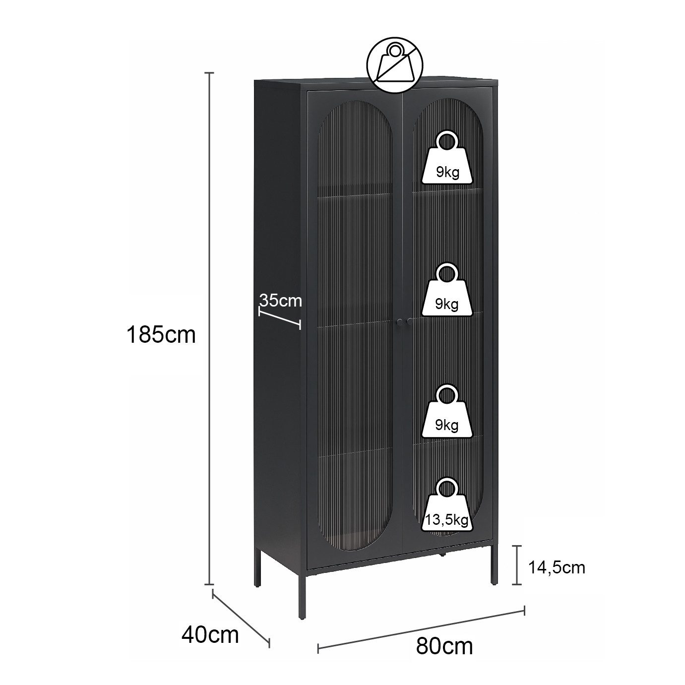 loft24 Vitrine Luna Standvitrine aus Metall günstig online kaufen