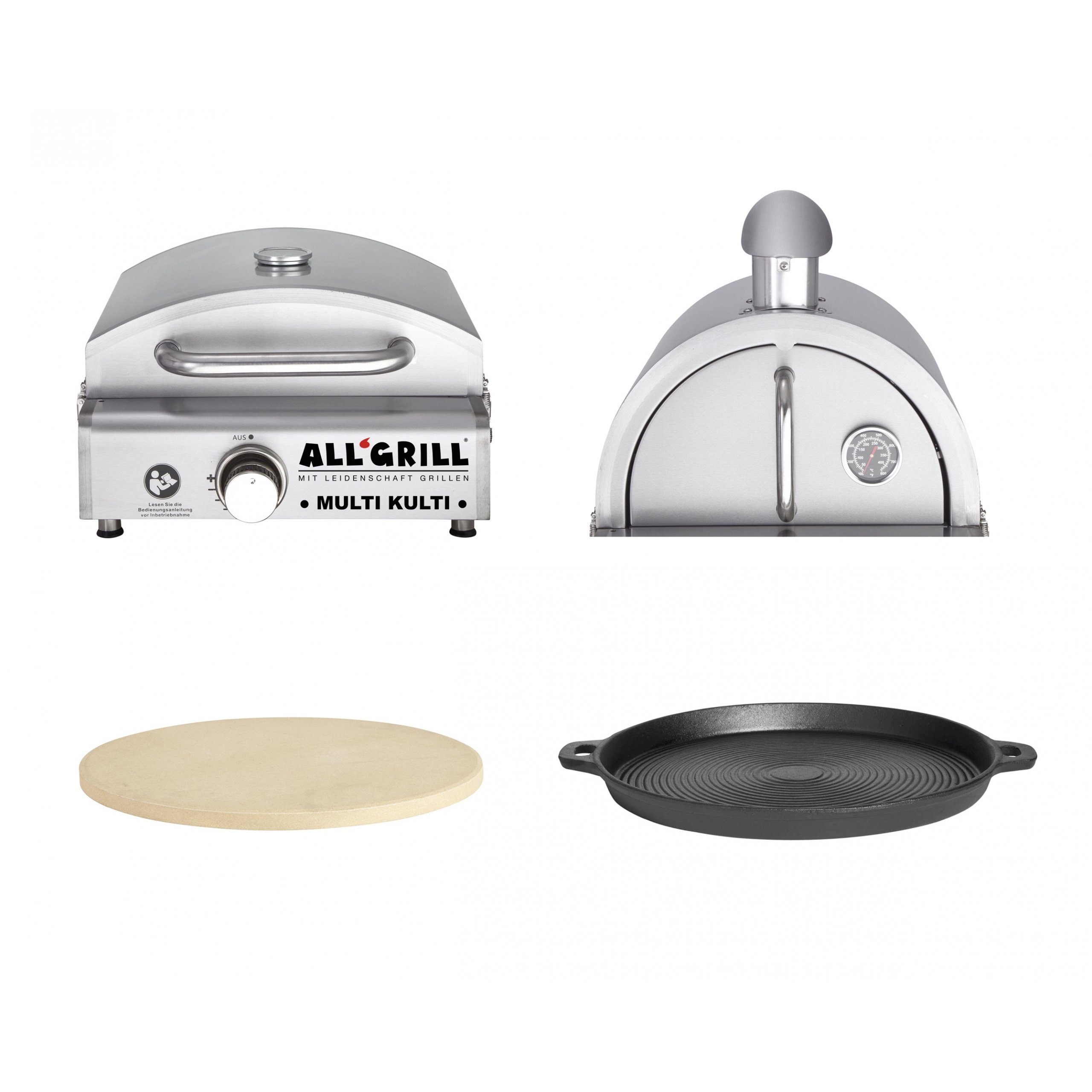 Gasgrill Allgrill MULTI-KULTI Set 4 zündgesichert - Gasgrill + Pizzahaube +