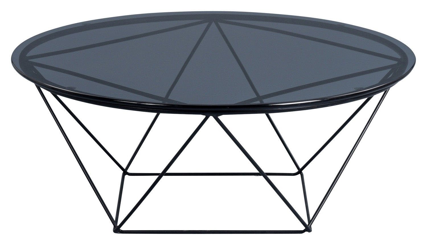 M2 Kollektion Couchtisch NAIRO, Ø 90 cm, Grau, Schwarz, Metallgestell, Tischplatte aus Glas, Höhe 36 cm