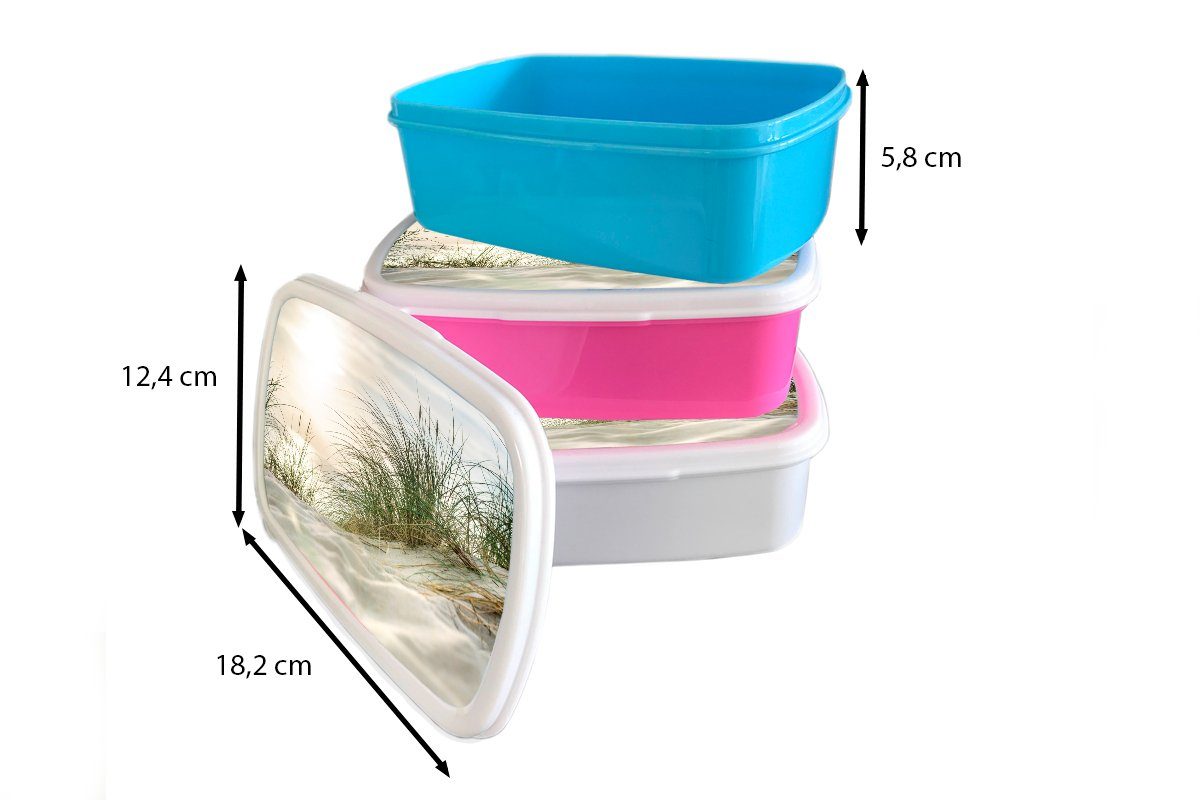MuchoWow Lunchbox Wattenmeer - für Erwachsene, weiß Dünen Brotdose, Jungs Sonne, und Kinder für und (2-tlg), - Mädchen Kunststoff, Brotbox