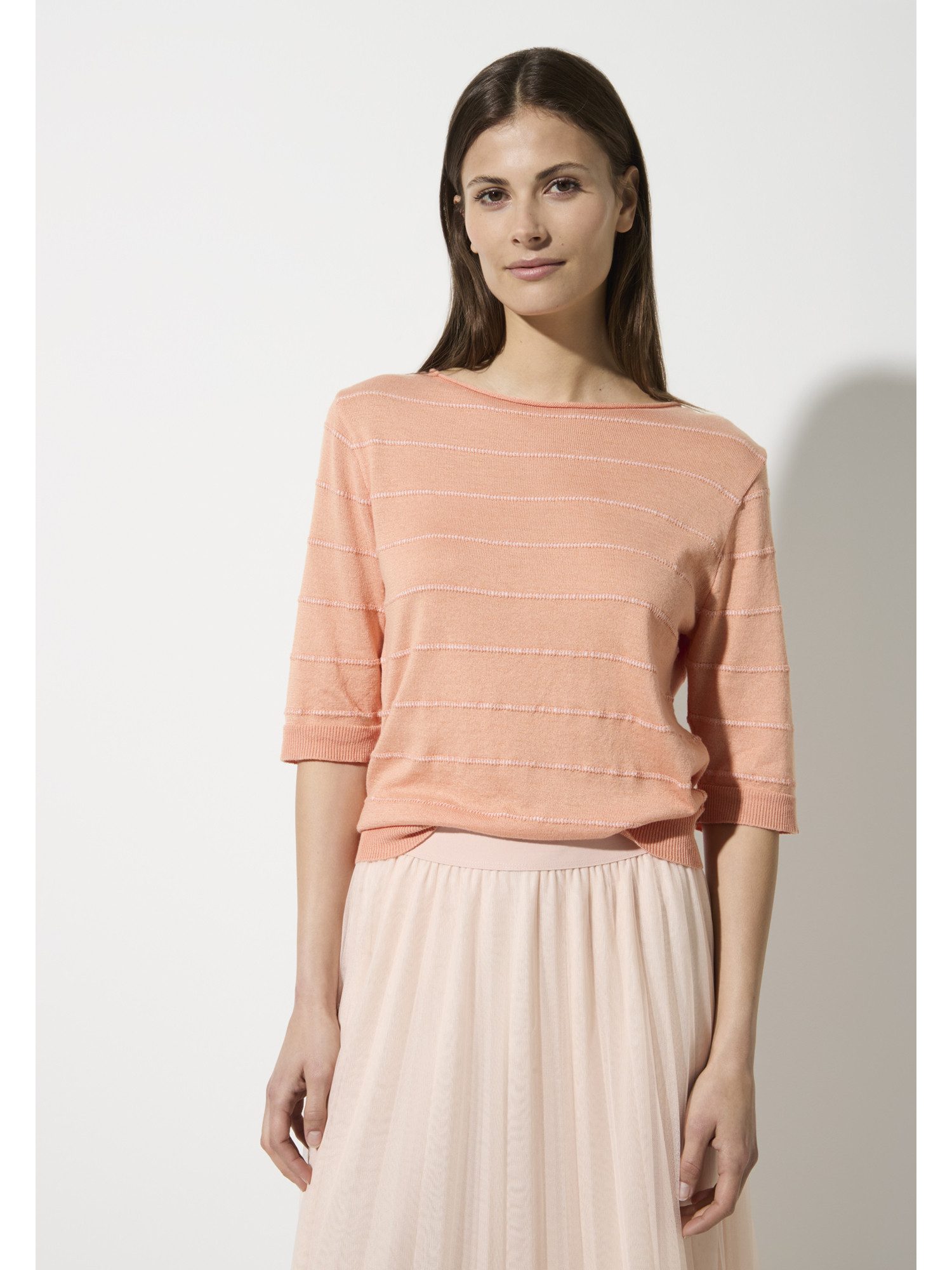 Rundhalspullover Streifendessinpullover