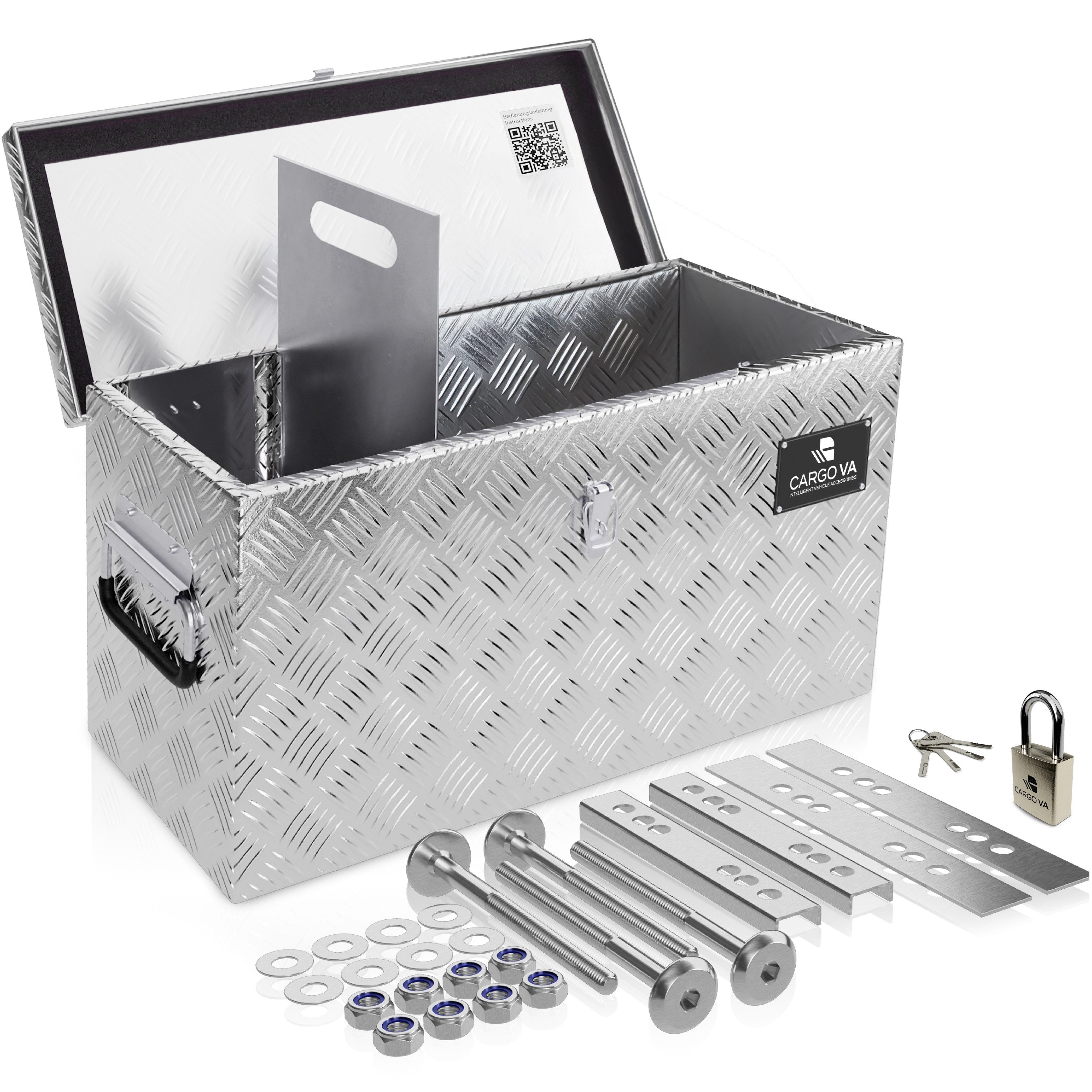 CargoVA® Anhänger-Deichselbox Wasserfeste Deichselbox – abschließbar, mit Befestigung, 50 bis 110cm, Wasserdicht, rostfrei, abschließbar, universelle Passform