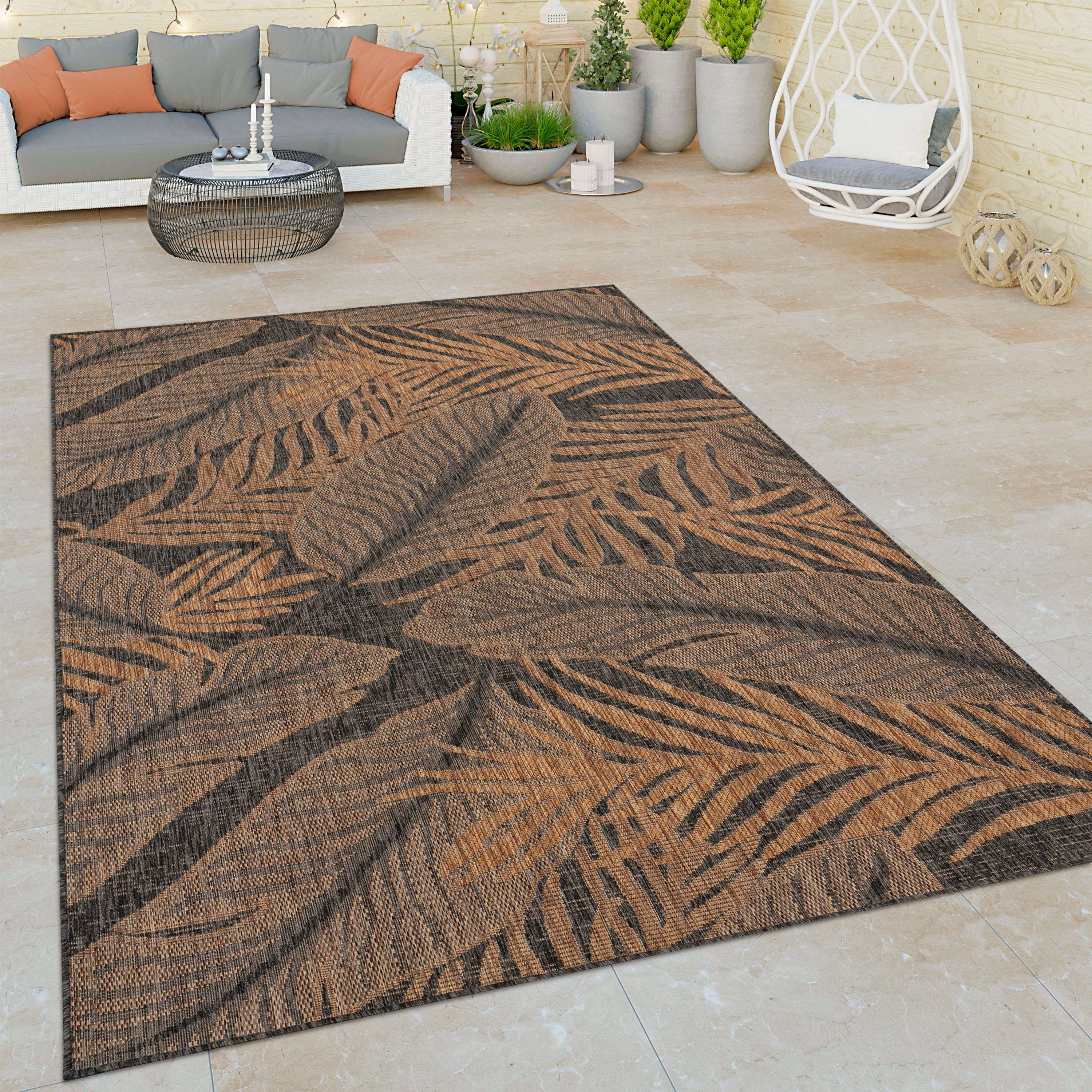 Teppich Illusion 326, Paco Home, rechteckig, Höhe: 4 mm, Flachgewebe, Blätter  Motiv, In- und Outdoor geeignet, Strapazierfähig und pflegeleicht