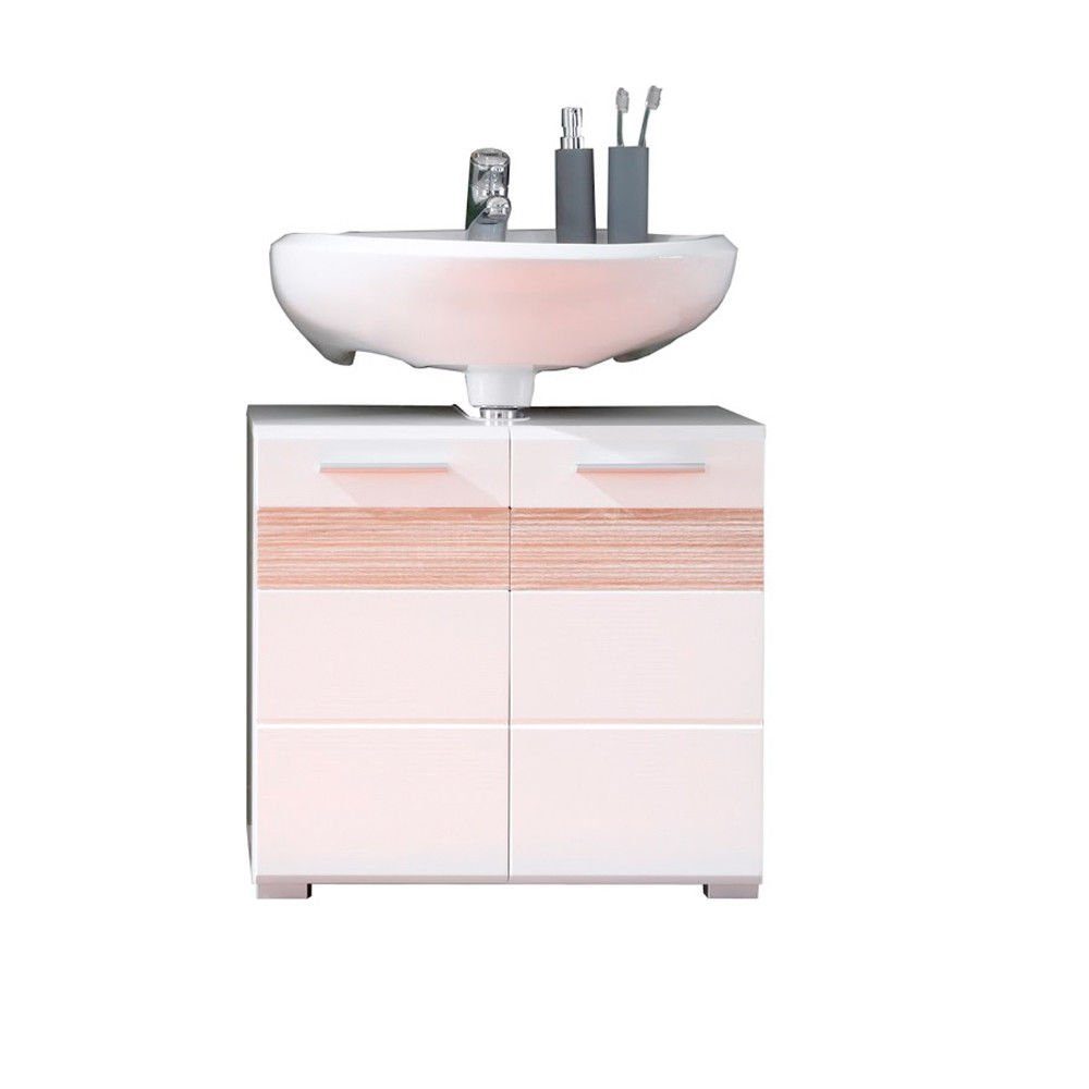 trendteam Waschbeckenunterschrank Waschbeckenschrank Badmöbel Badschrank Eiche-Weiß 60x56x34cm