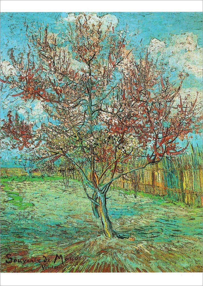 Gogh Pfirsischbaum" Vincent Kunstkarte Postkarte "Blühender van