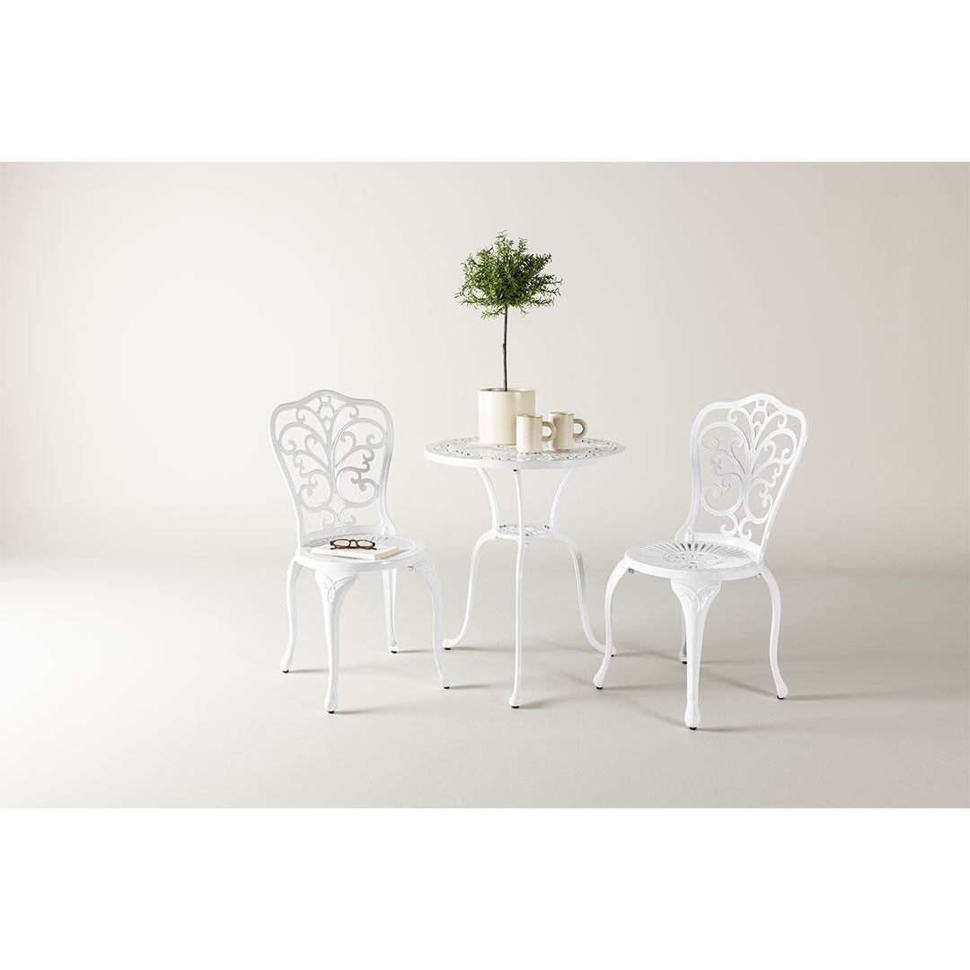 Venture Home Bistrotisch Nandin Café-Set 1 Tisch, 2 Stühle weiß. (3-St)