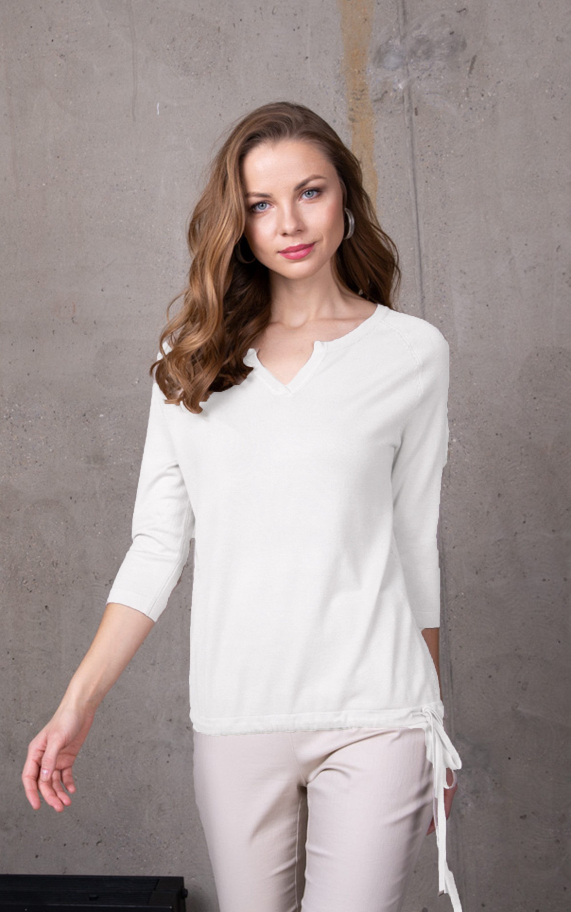 Passioni 3/4-Arm-Shirt mit kleinem V Ausschnitt günstig online kaufen