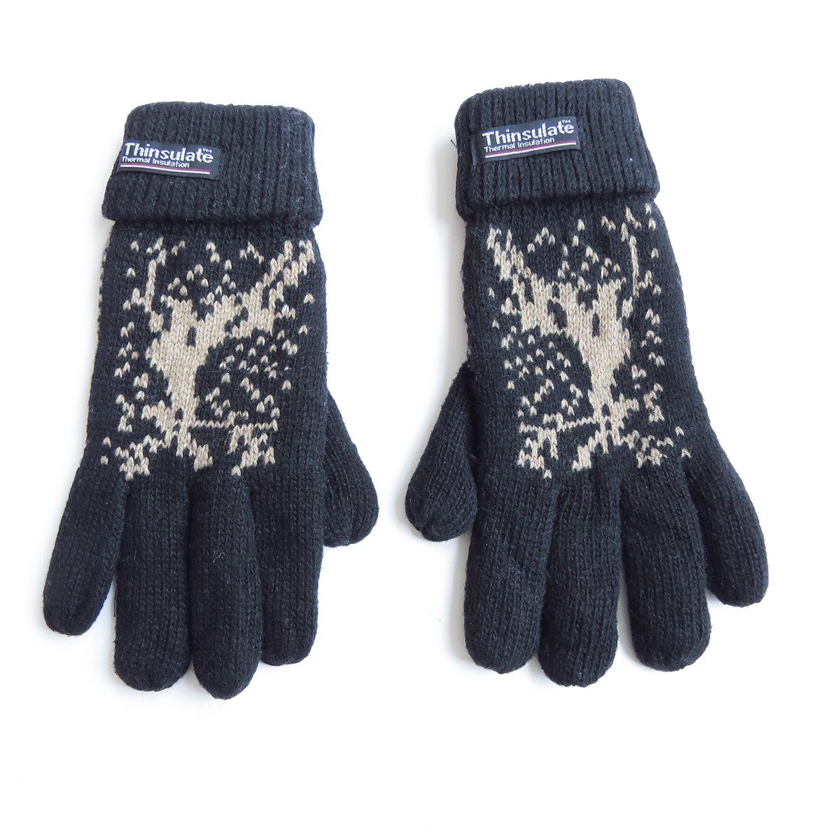 Umschlag Winter Strickhandschuhe Fleece Sonia Originelli Wolle können Finger abweichen Elch Farben Strickhandschuhe Unisex schwarz
