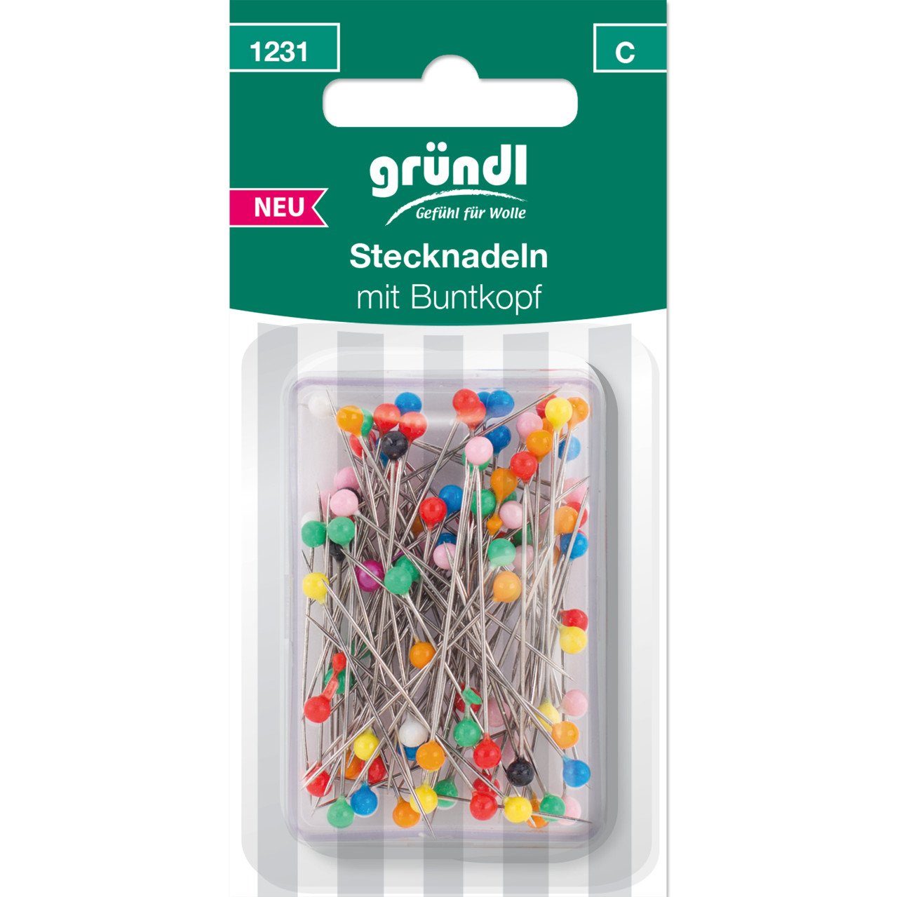 Gründl Stecknadeln Gründl Stecknadeln mit Buntkopf 100 Stück